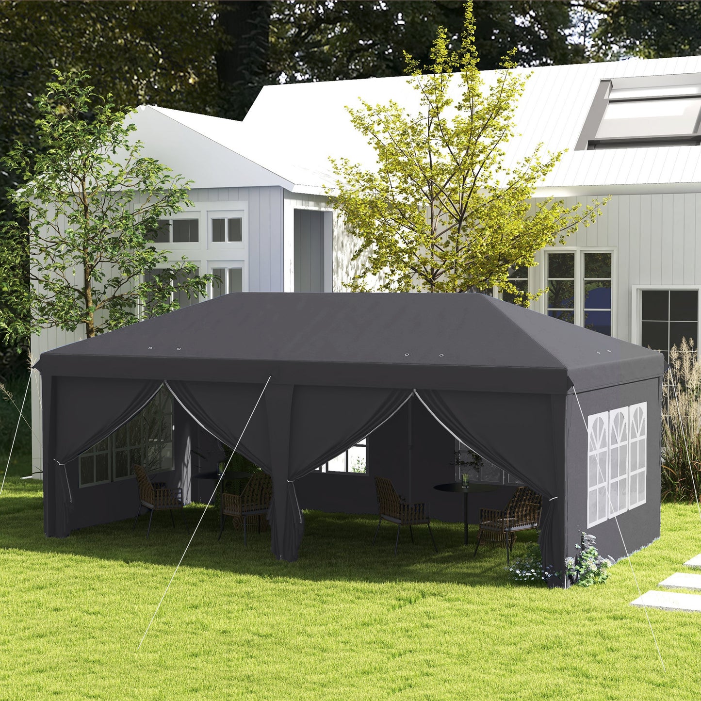 Outsunny 3 x 6 m Garden Pop Up Gazebo, Wedding Party Tent Marquee