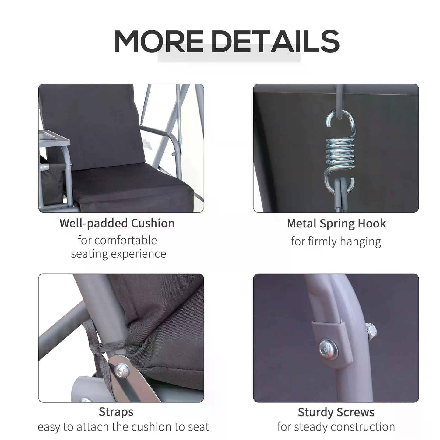 Steel Frame 2-Seater  Swing Chair w/ Table