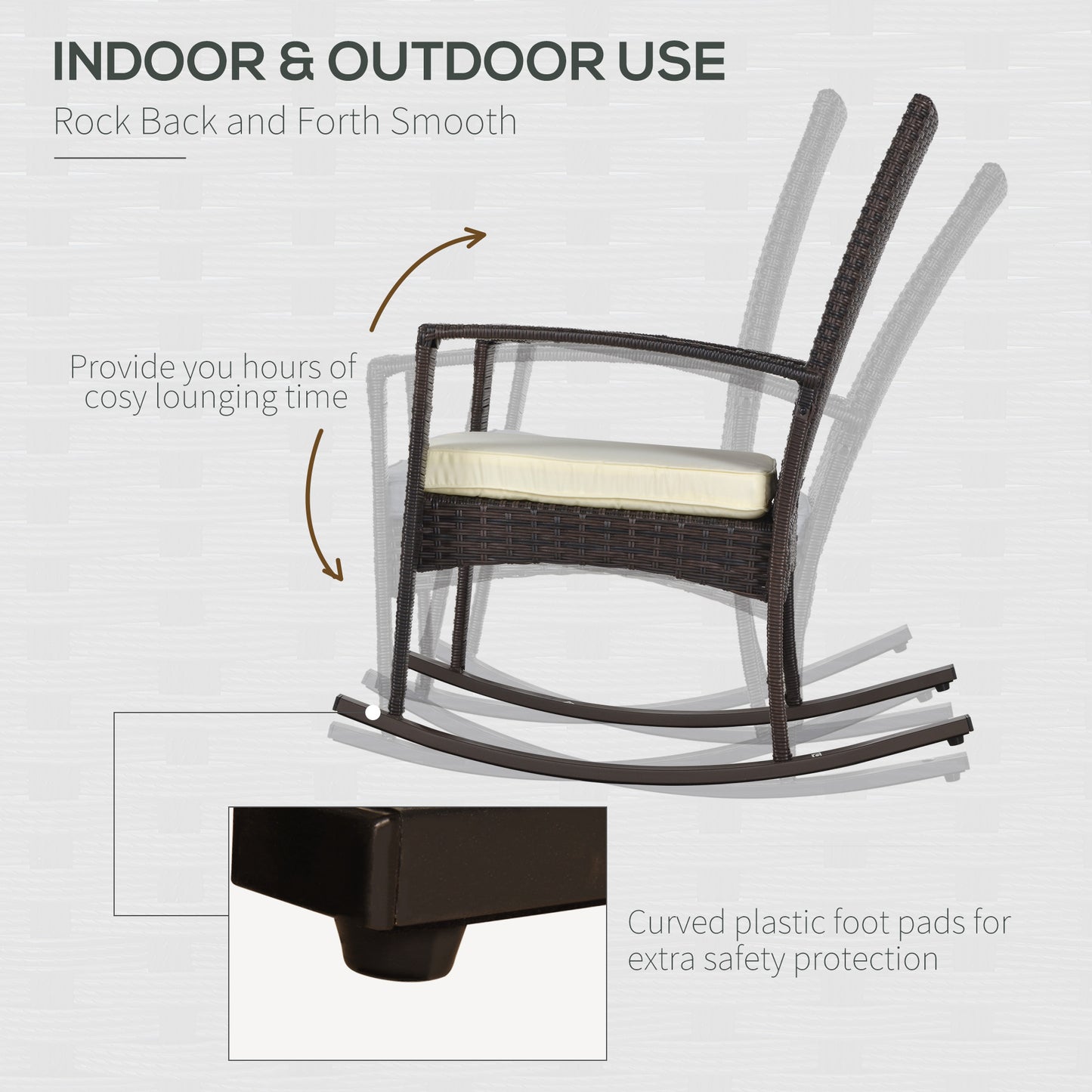 PE Rattan Garden Rocking Chair, Outdoor Rocking with Cushion