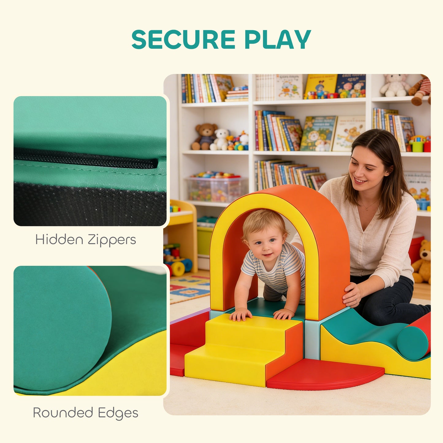 Kids Soft Play Set, 10PCs PU Leather Foam Climbing Blocks for Climb