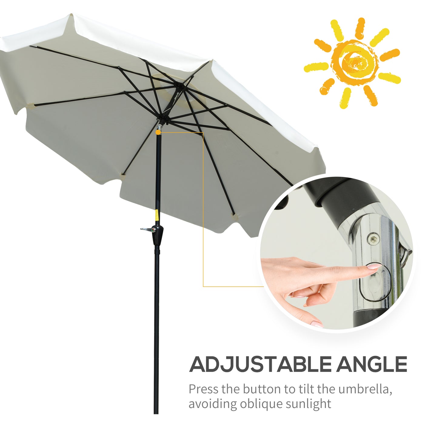 2.7m Patio Parasol Garden Umbrellas with Aluminium Pole