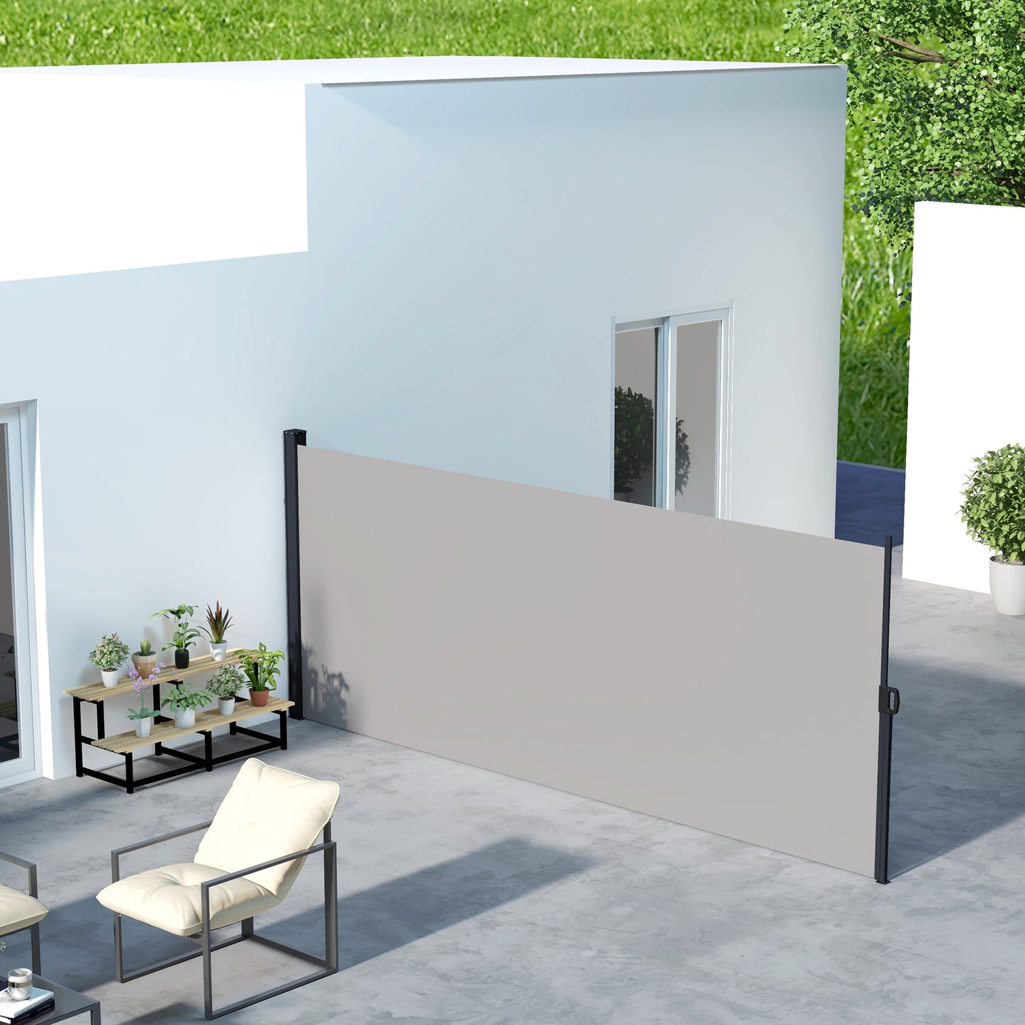 Retractable Side Awning, Outdoor Privacy Screen for Garden, Hot Tub