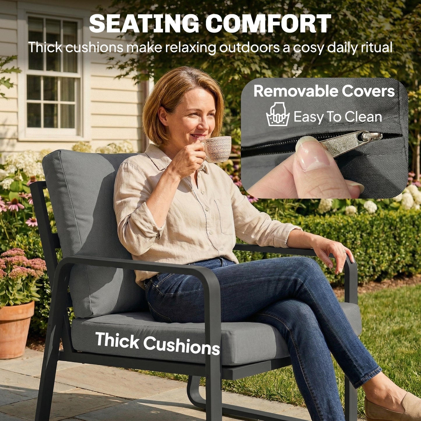 4 Piece Garden Furniture Set, Outdoor Sofa Set with Loveseat