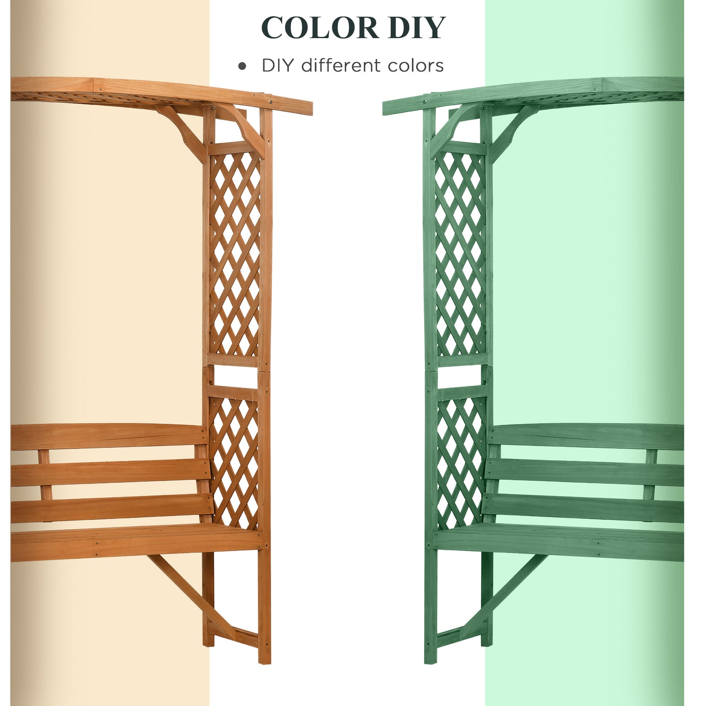 Garden Bench, Wooden Garden Arbour with Seat for Vines/Climbing Plants