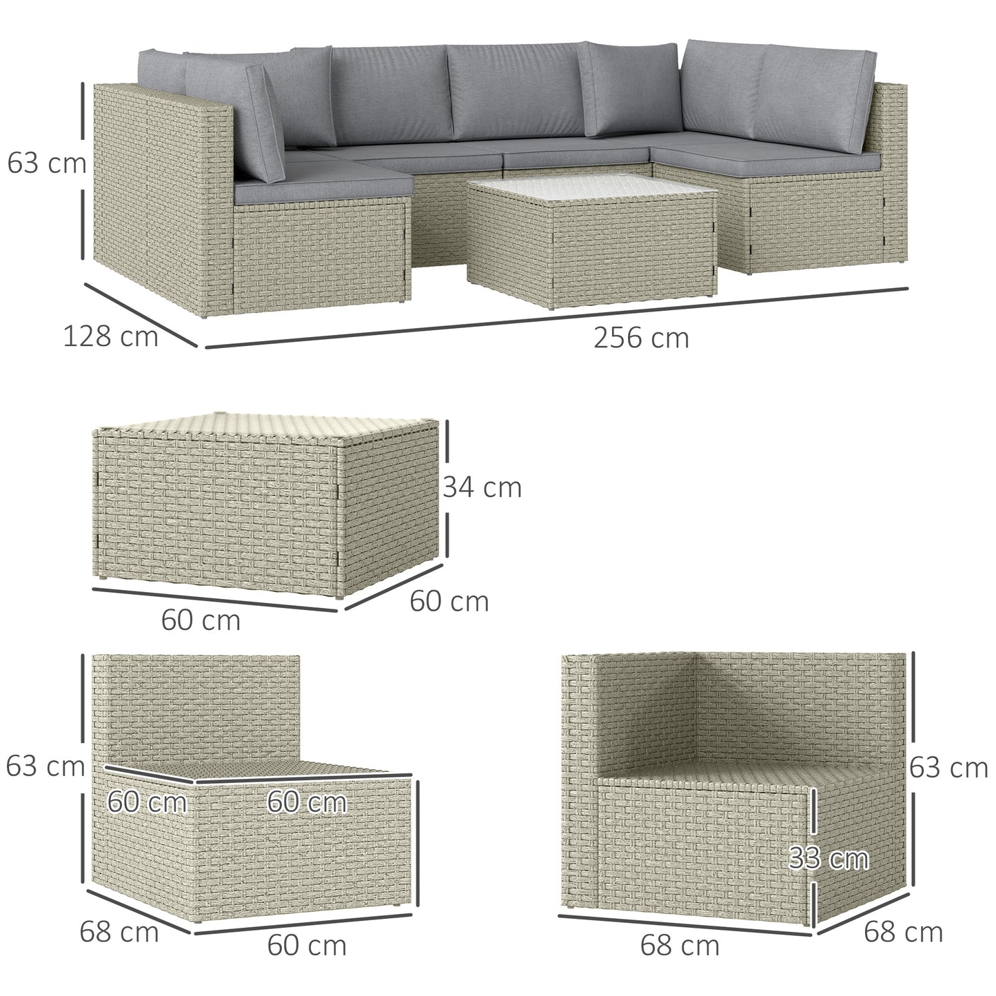 Seven-Piece Modular Rattan Set