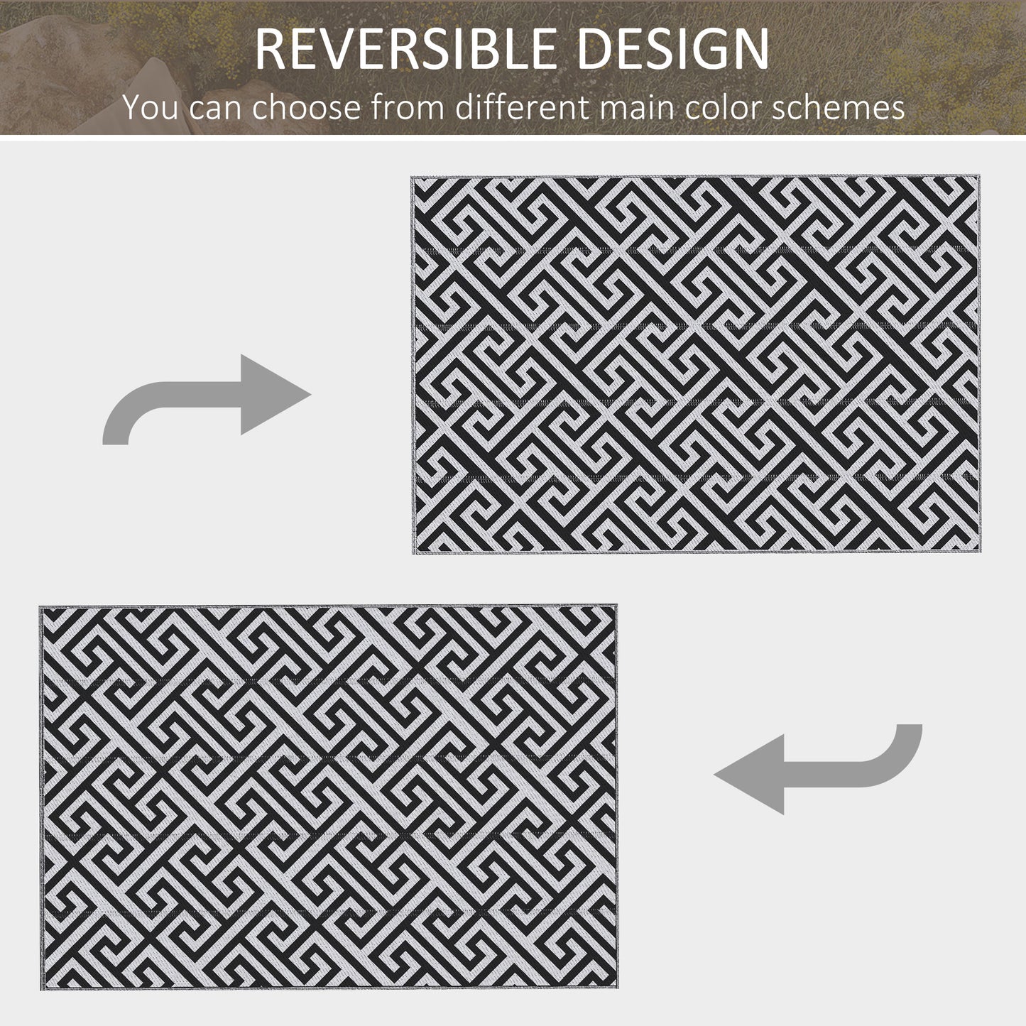 182 x 274 cm(6x9ft) Outdoor Rug Reversible Mat Plastic Straw Rug