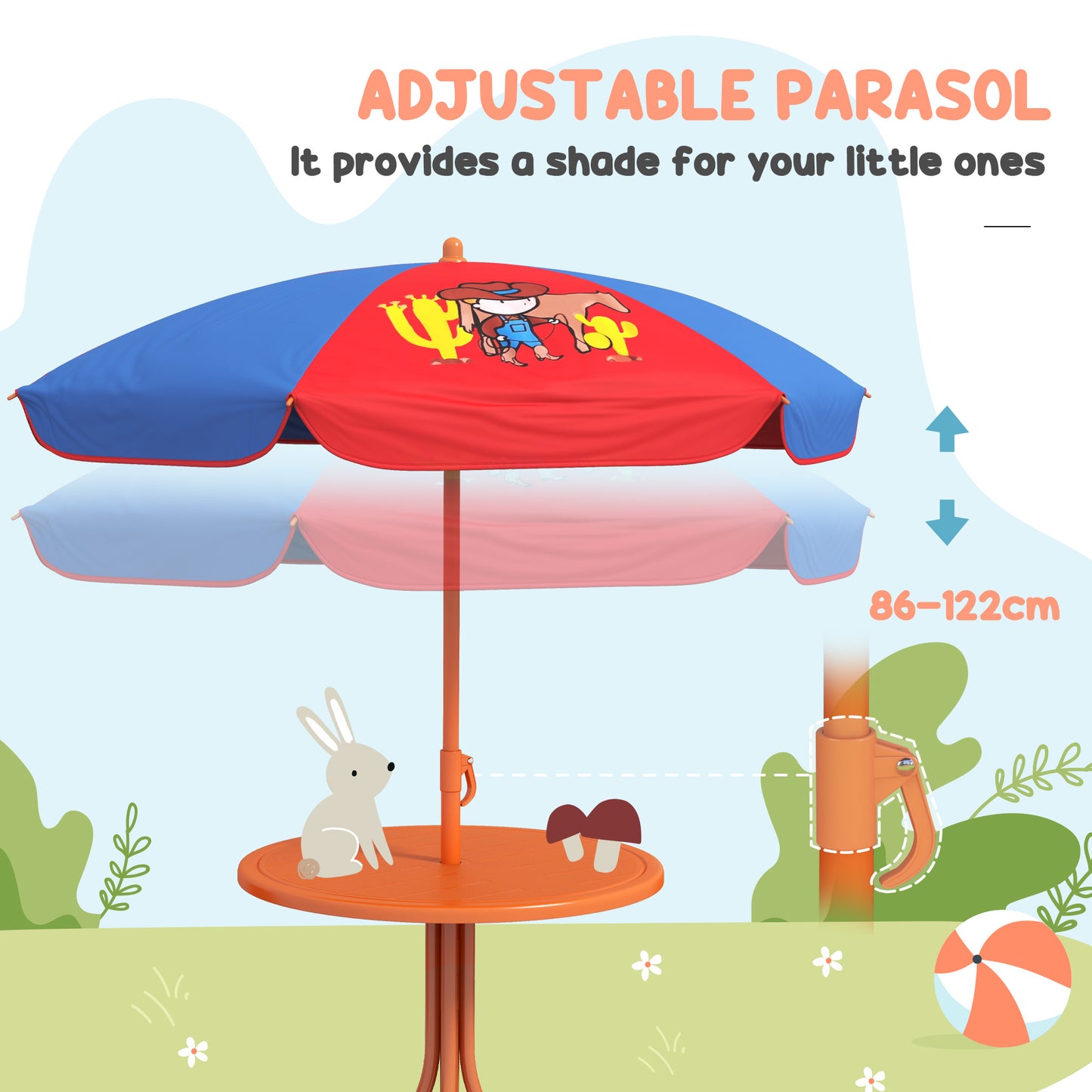 4 Piece Kids Garden Furniture Set with Adjustable Canopy