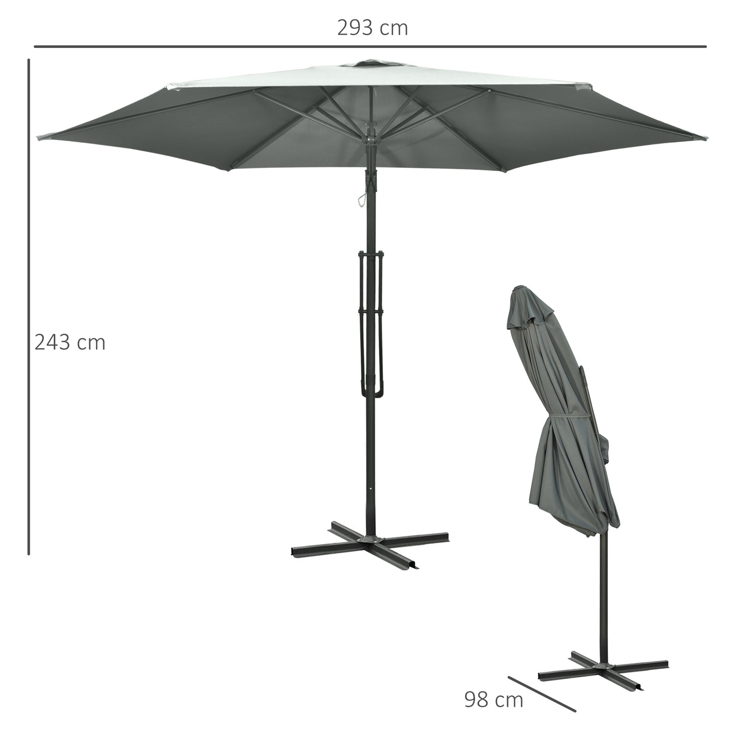 3m Cantilever Parasol with Easy Lever
