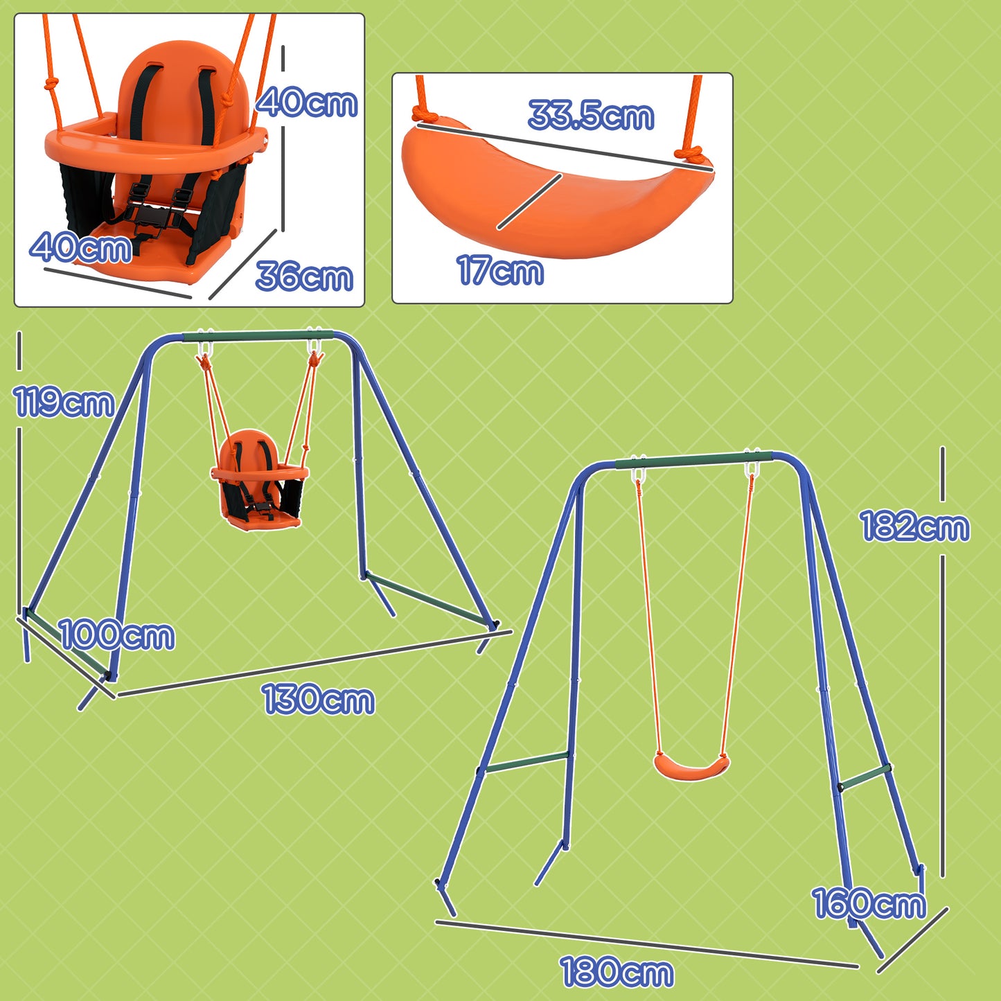 Two-In-One Toddler Garden Swing, with Comfortable Seat