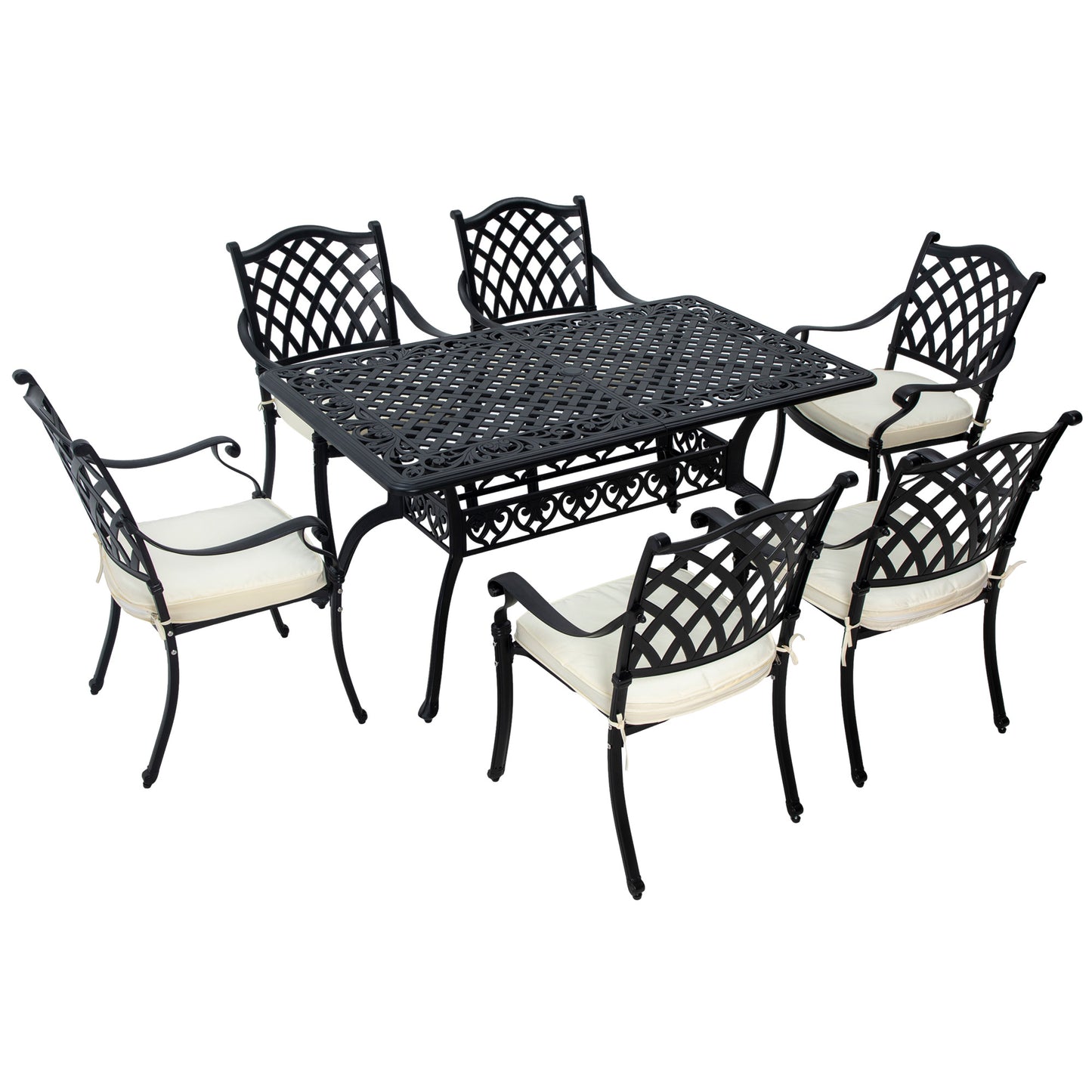 7 Pieces Aluminium Patio Dining Set with Umbrella Hole