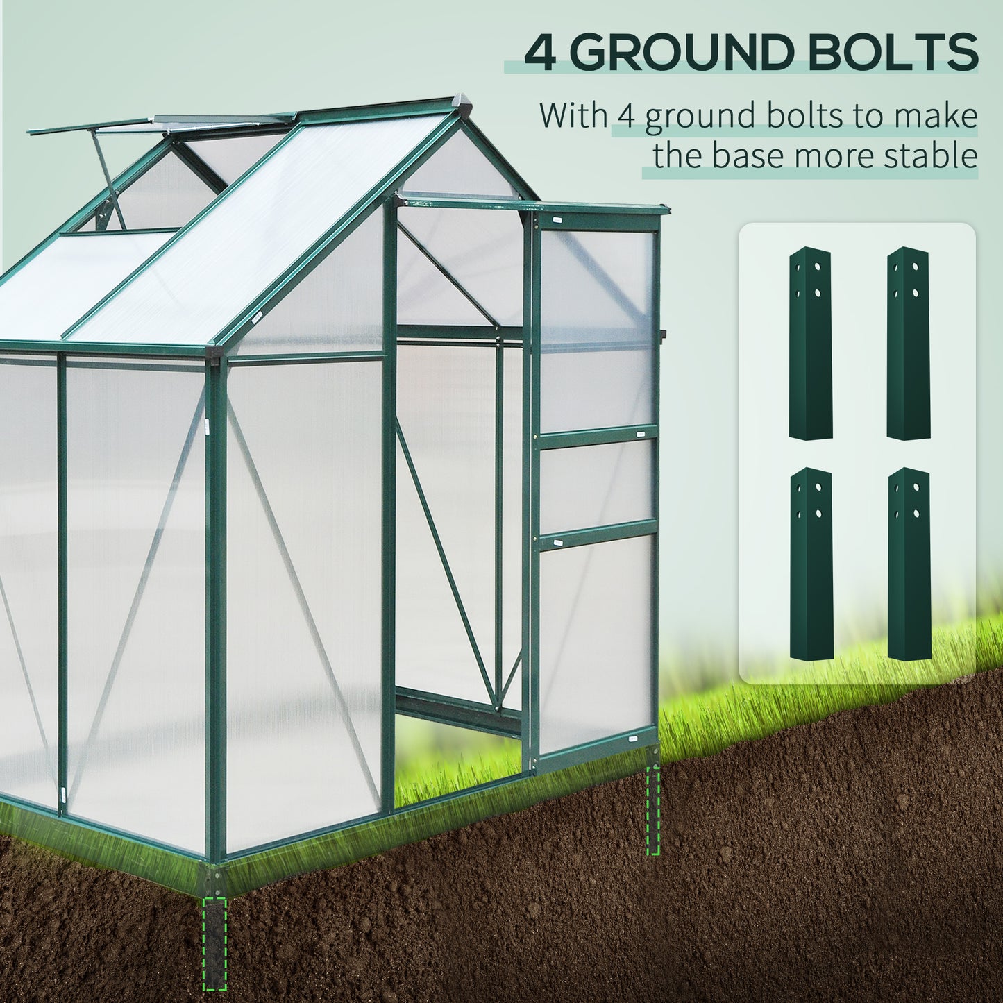 6 x 4ft Polycarbonate Greenhouse