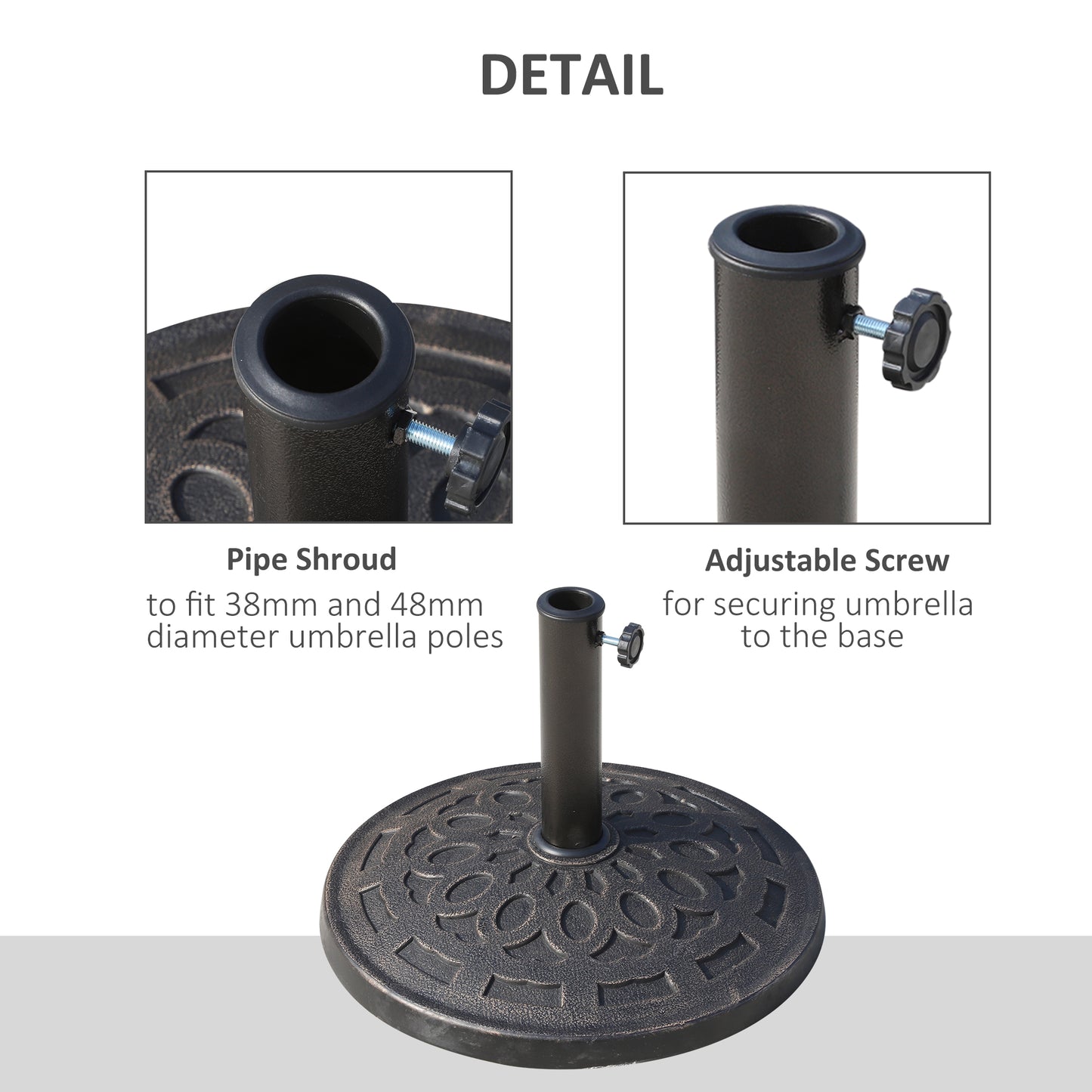 14kg Round Garden Parasol Base Holder Decorative Resin Market