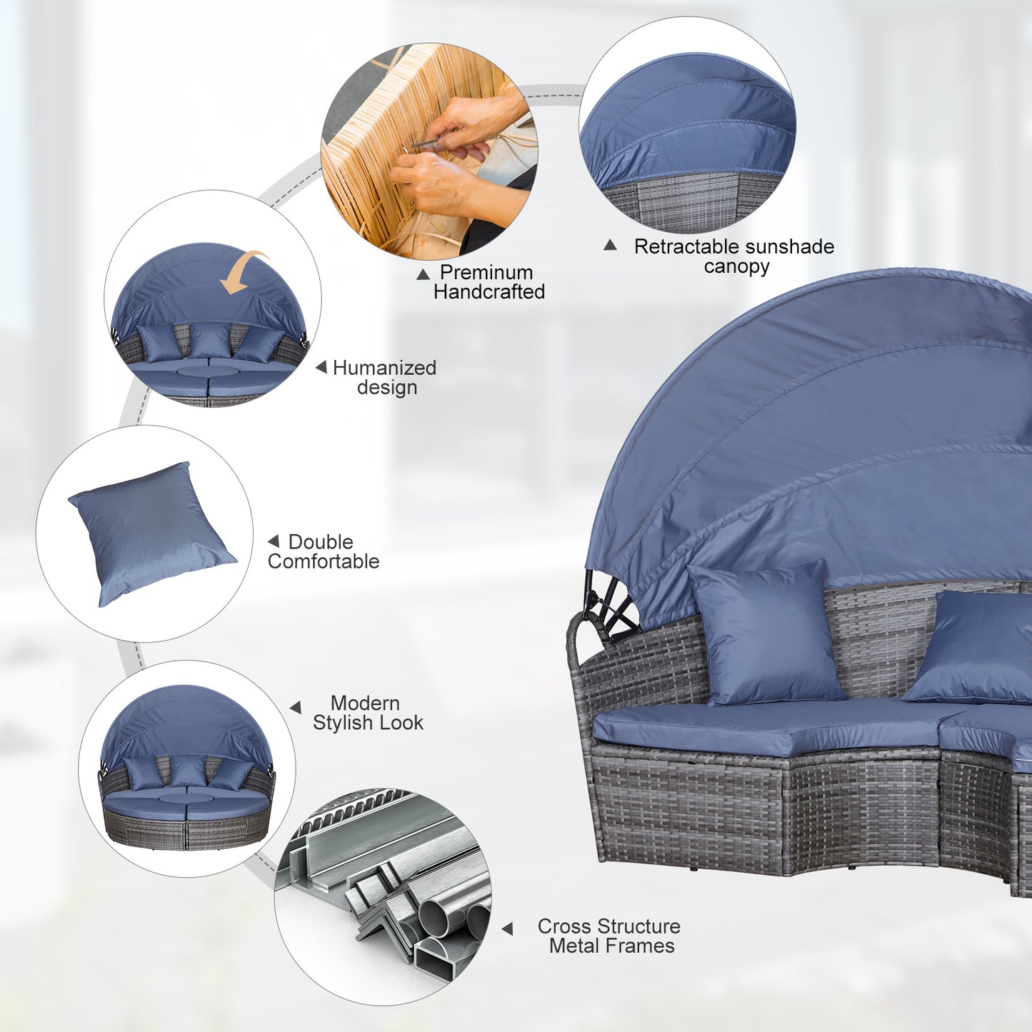 Outdoor PE Rattan Garden Furniture with Cushioned