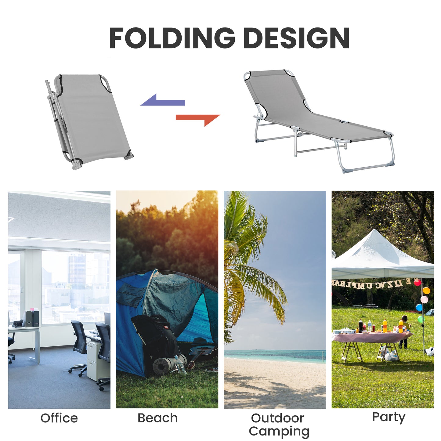 Reclining Sun Lounger Chair Folding Camping Bed (1)
