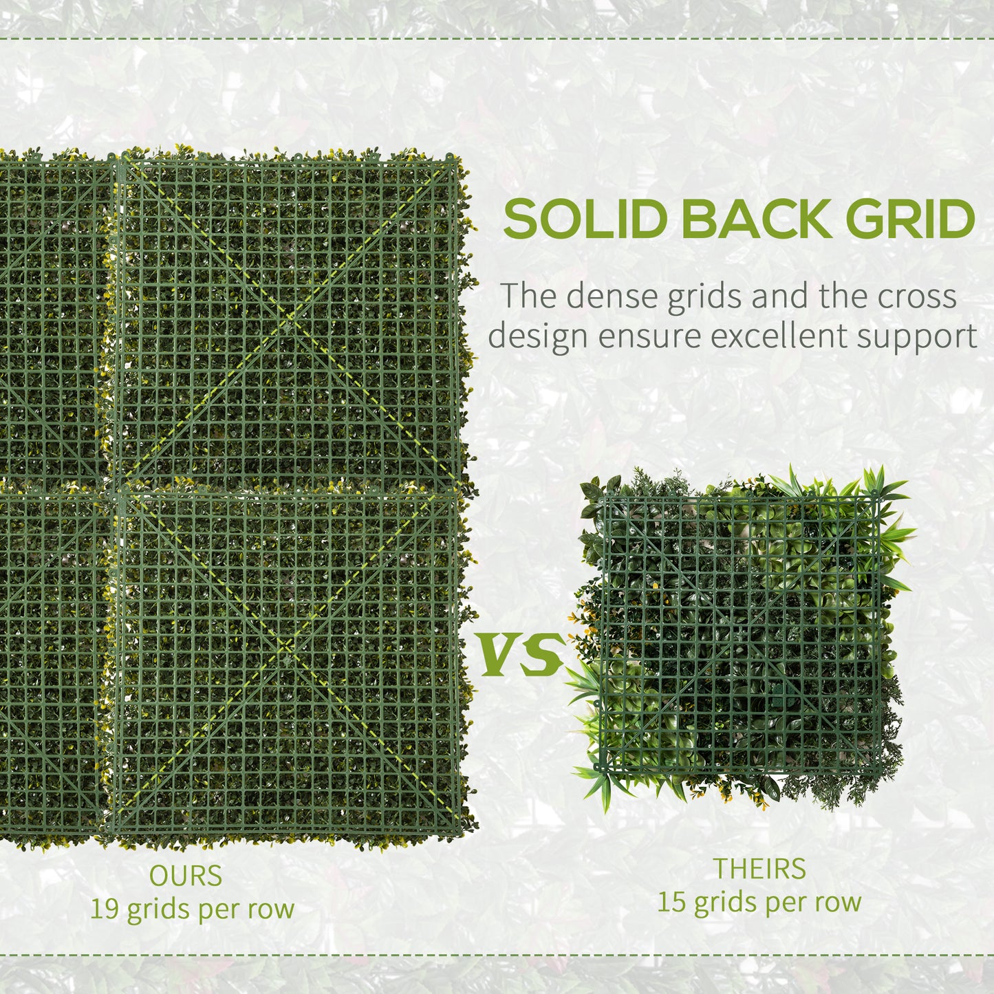 12PCS Artificial Boxwood Wall Panels 50cm x 50cm Grass Privacy