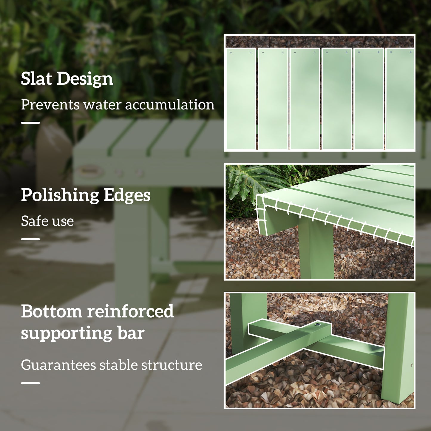 Wooden Garden Bench, Backless Outdoor Loveseat with Slatted Seat