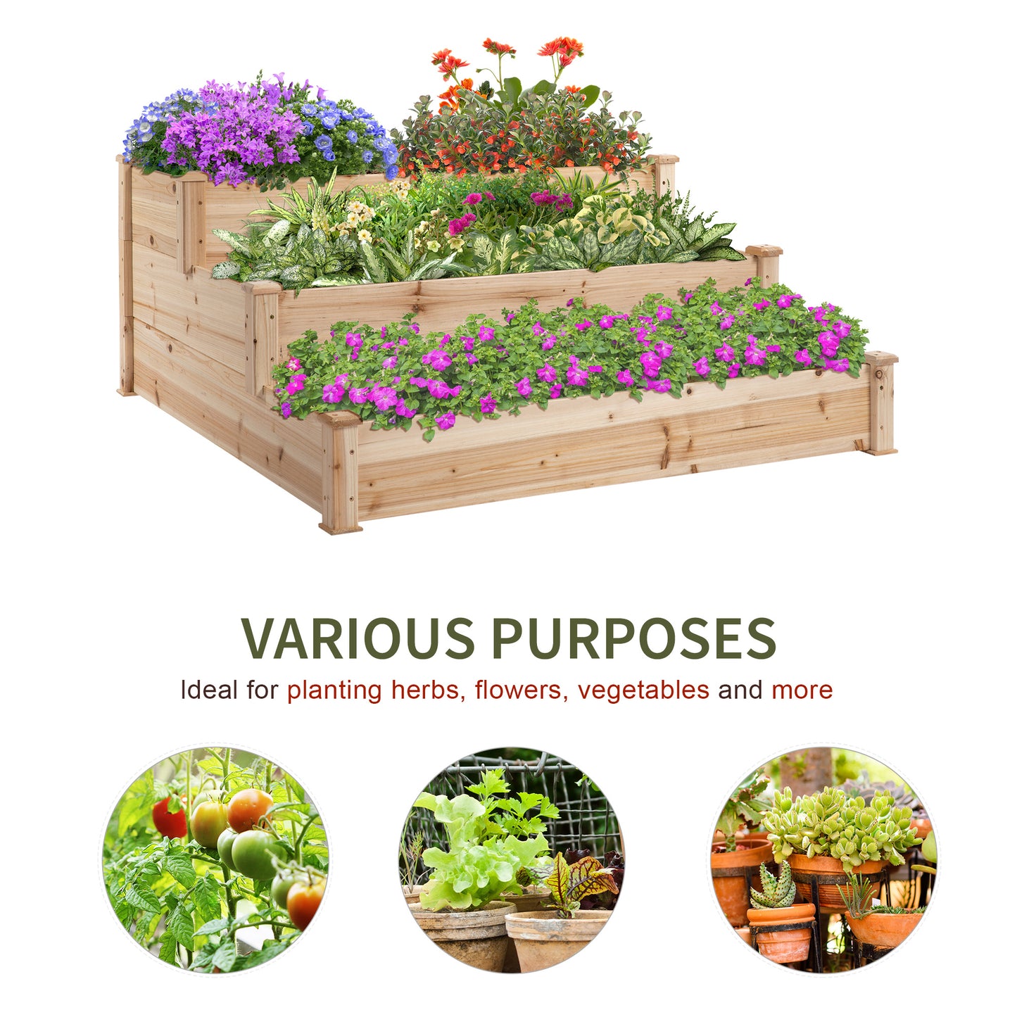 470L Raised Garden Bed, 3-Tier Planter Kit