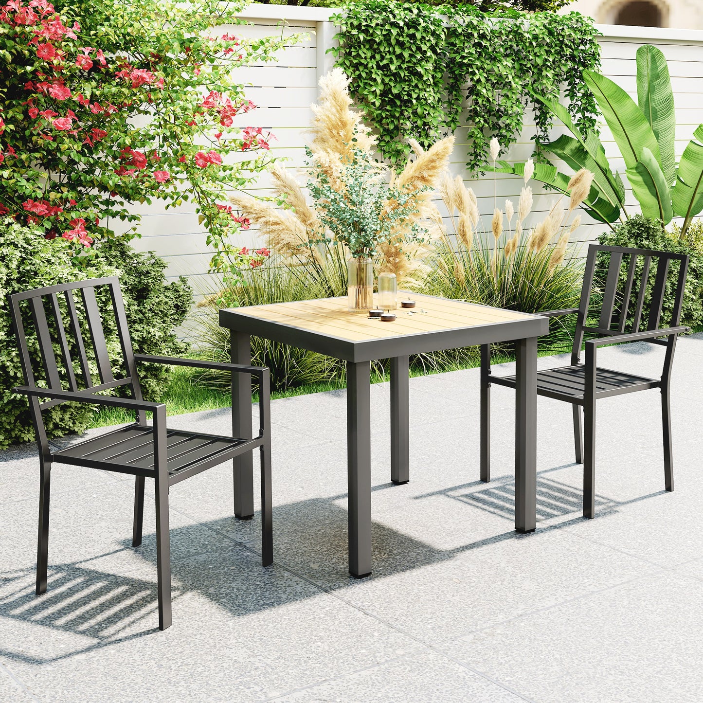 Set of Two Minimal Metal Garden Chairs