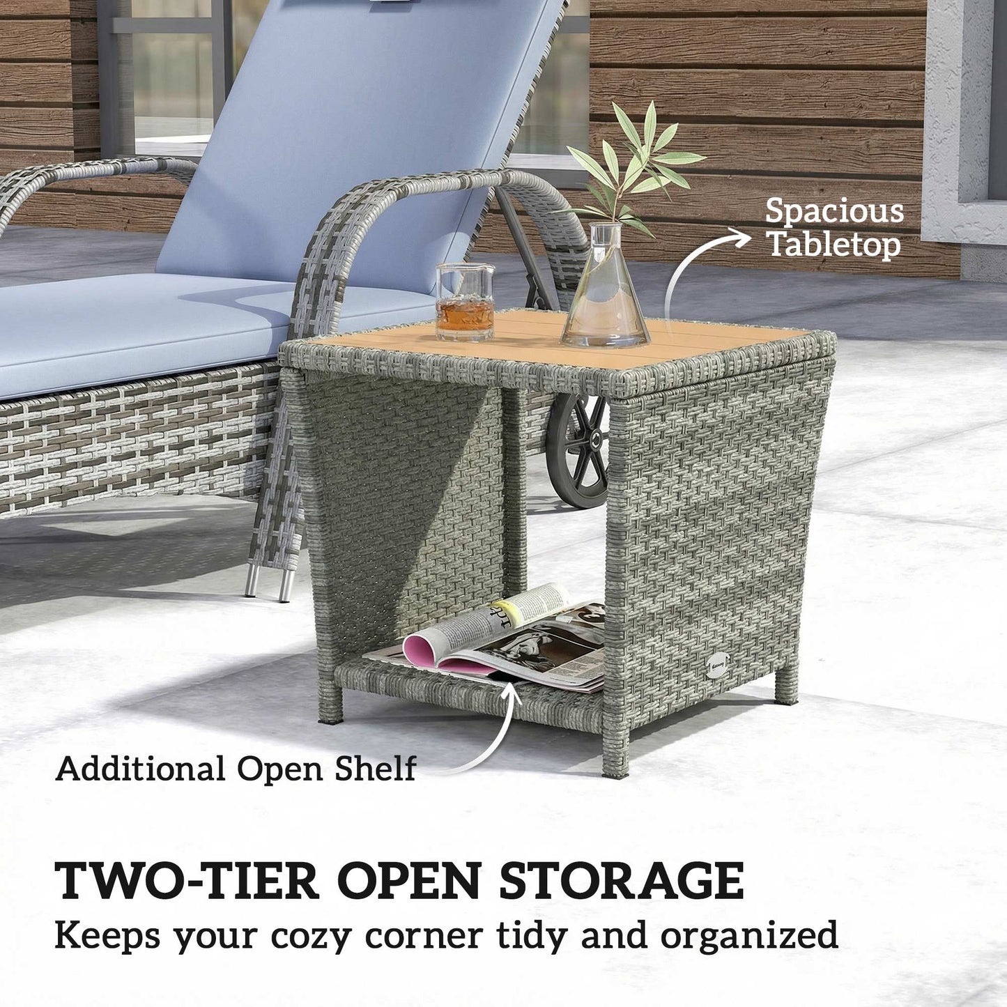 Side Table 2-Tier Outdoor Coffee Table (2)