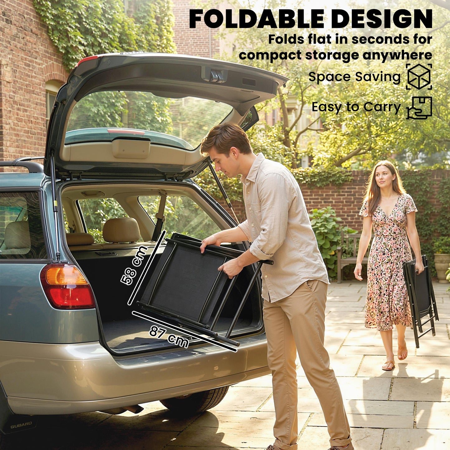 Folding Garden Chairs , Foldable Garden Dining Chairs with High Back