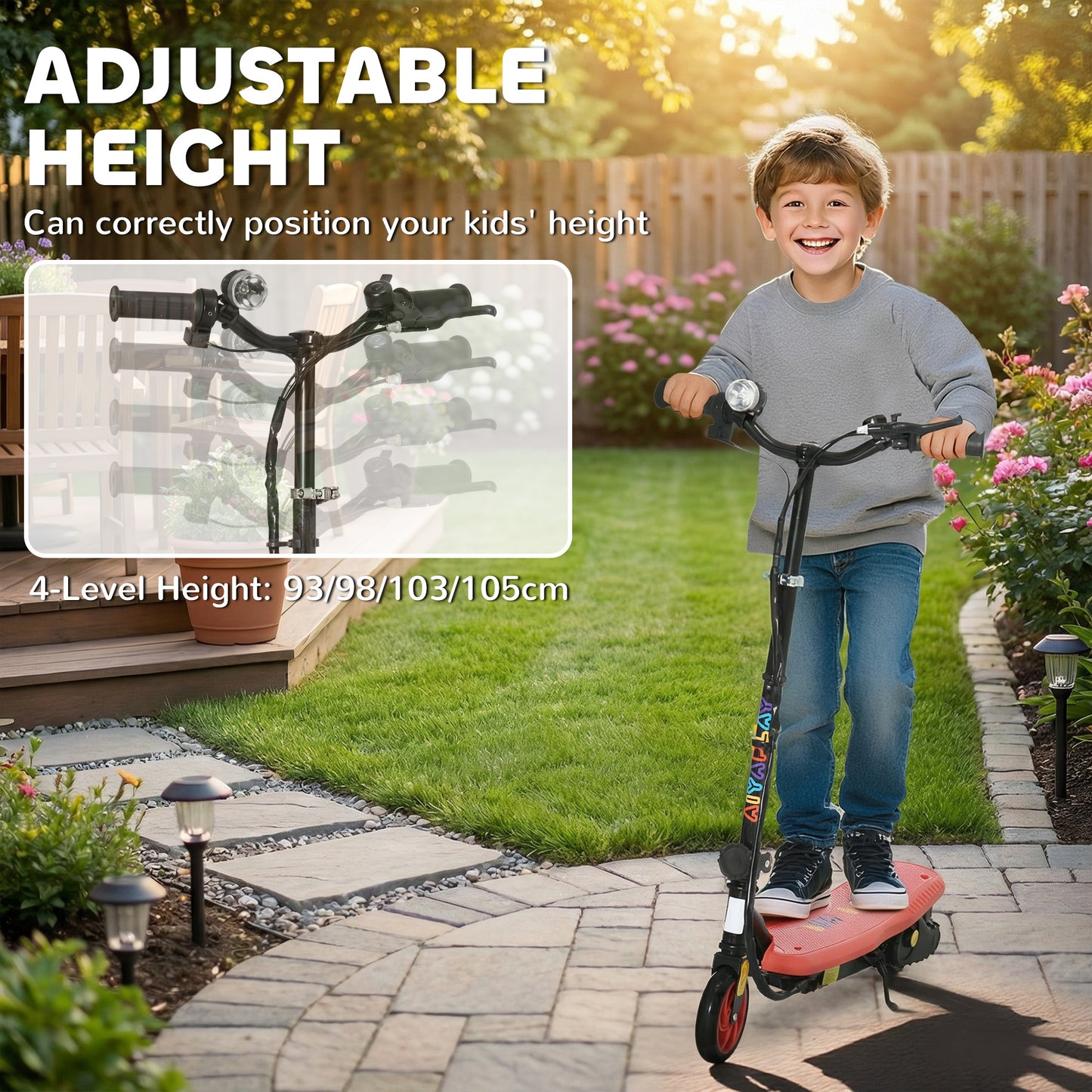 Foldable Electric Scooter, with LED Lights, for Ages 7-14 Years