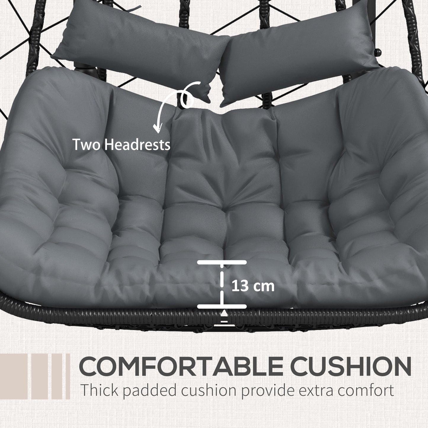 Two-Seater Steel Frame Hanging Egg Chair