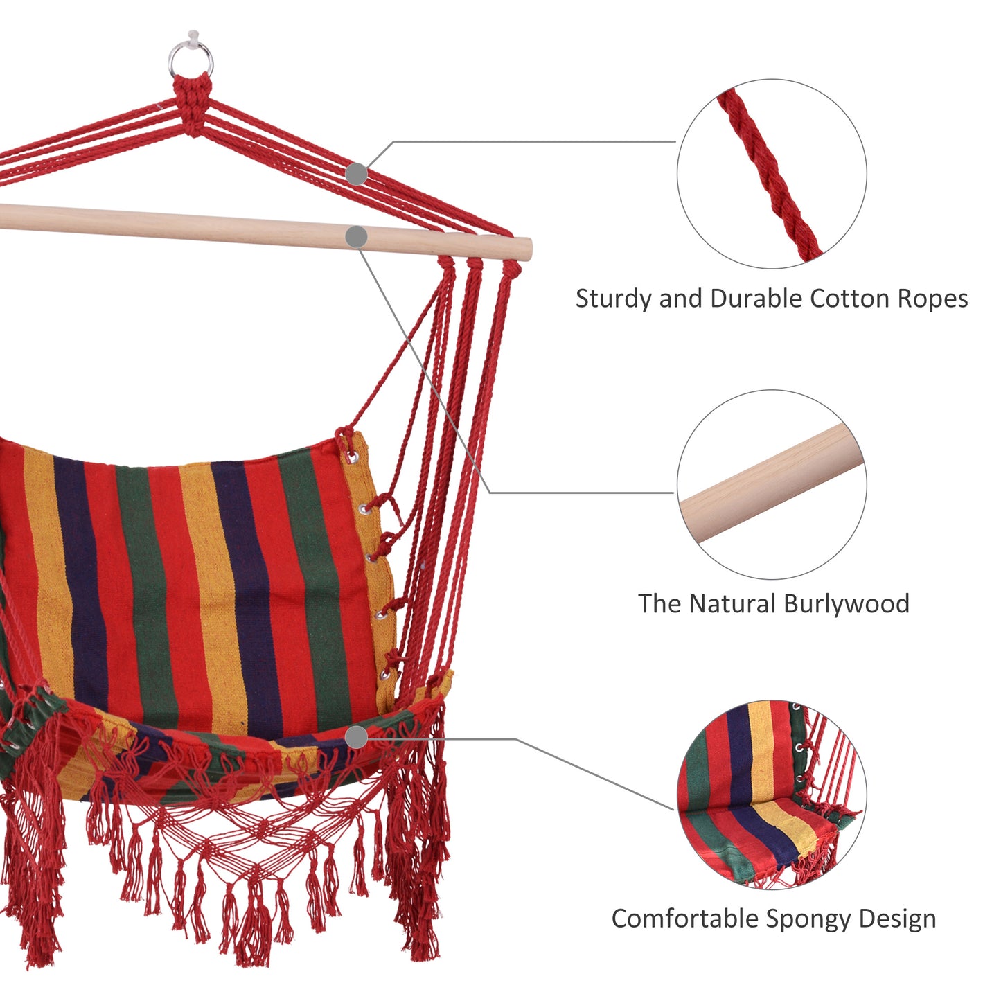 Hammock Chair Swing Colourful Striped Tree Hanging Seat Porch