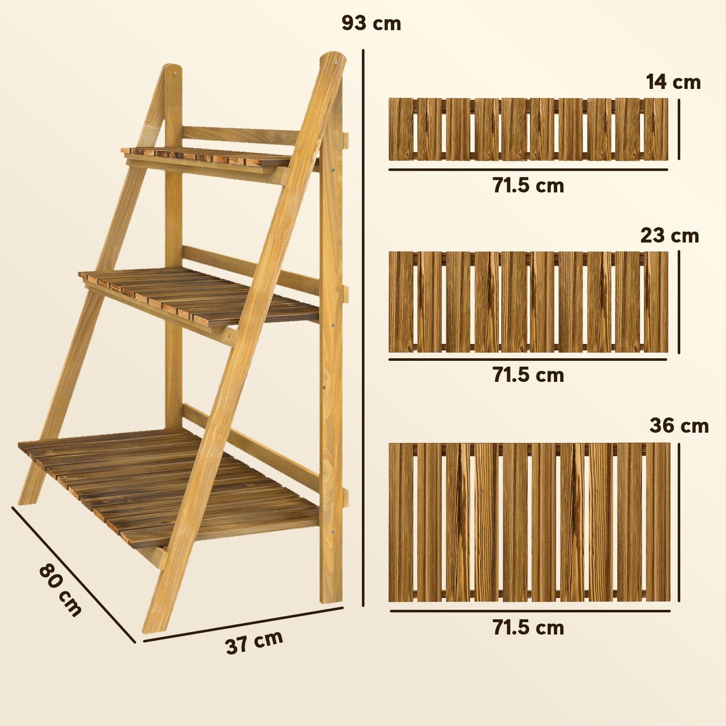Wooden Folding Flower Pot Stand 3 Tier Garden Planter Display (3)