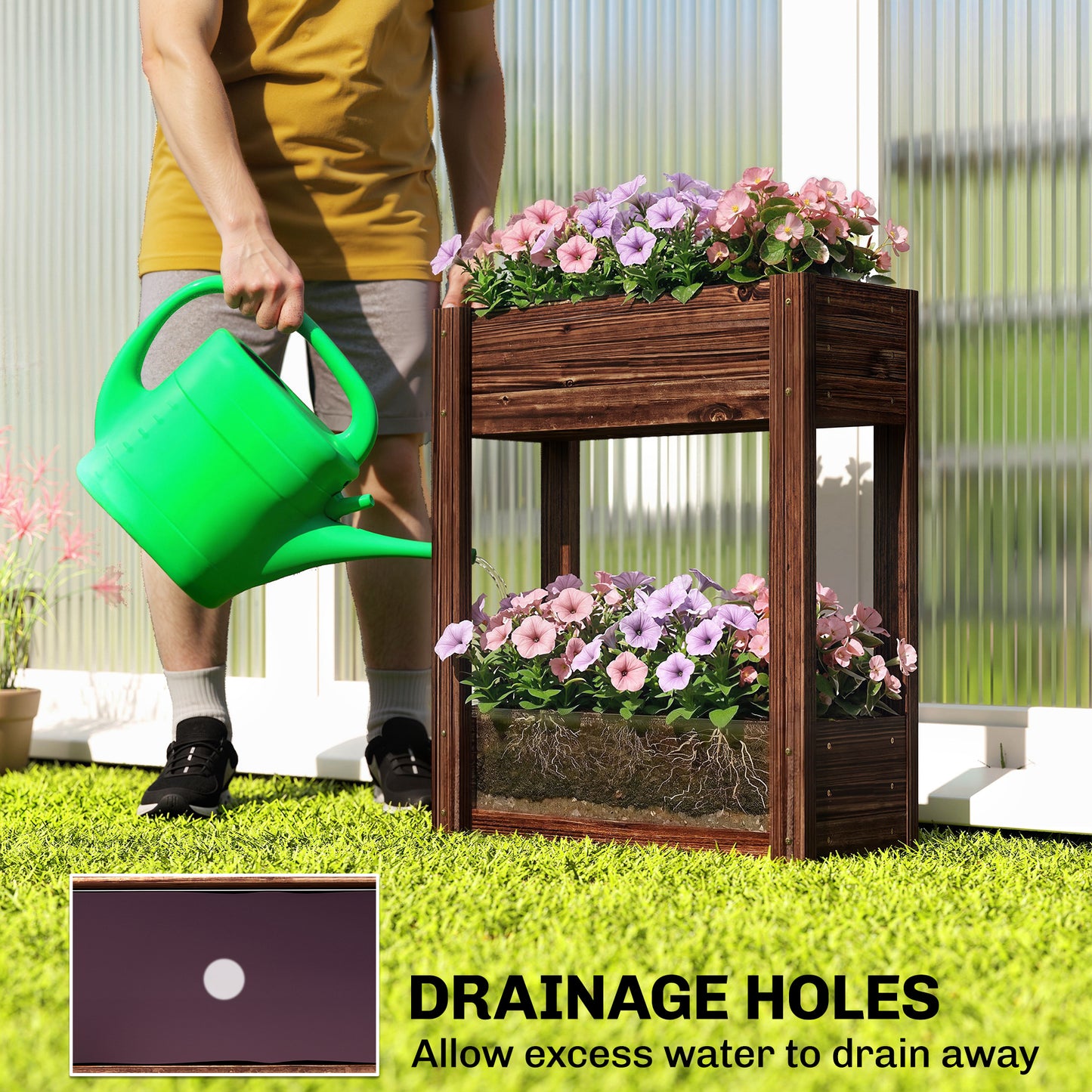 2-Tier Wooden Raised Planter