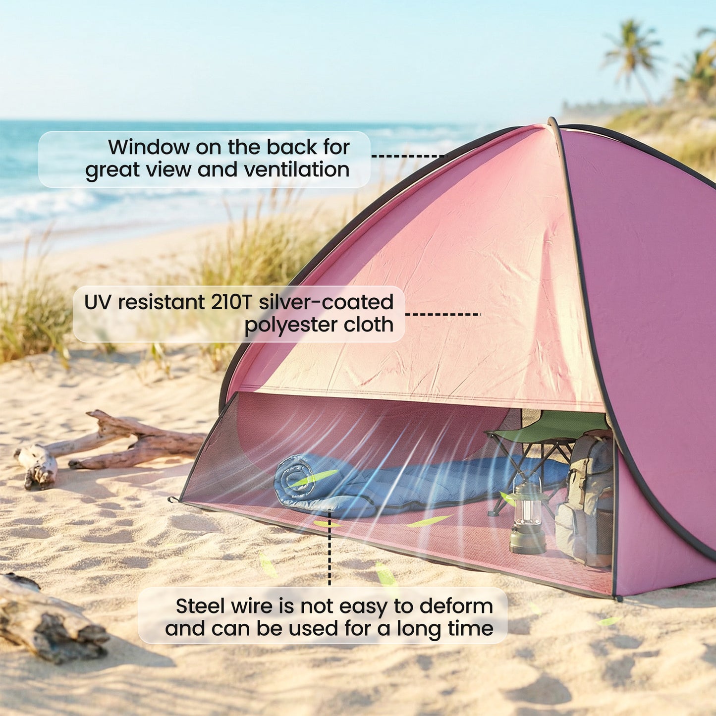 Pop up Beach Tent, UV 50+ Sun Shelter with Carry Bag