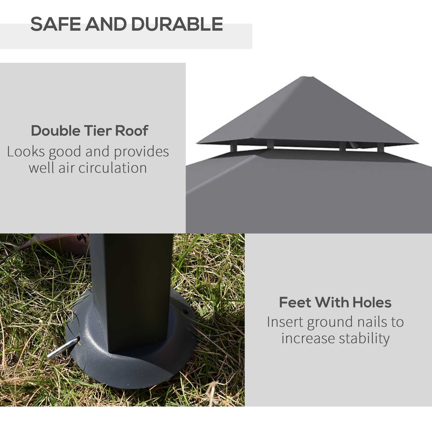 2.5M (8ft) New Double-Tier BBQ Gazebo Grill Canopy Barbecue Tent