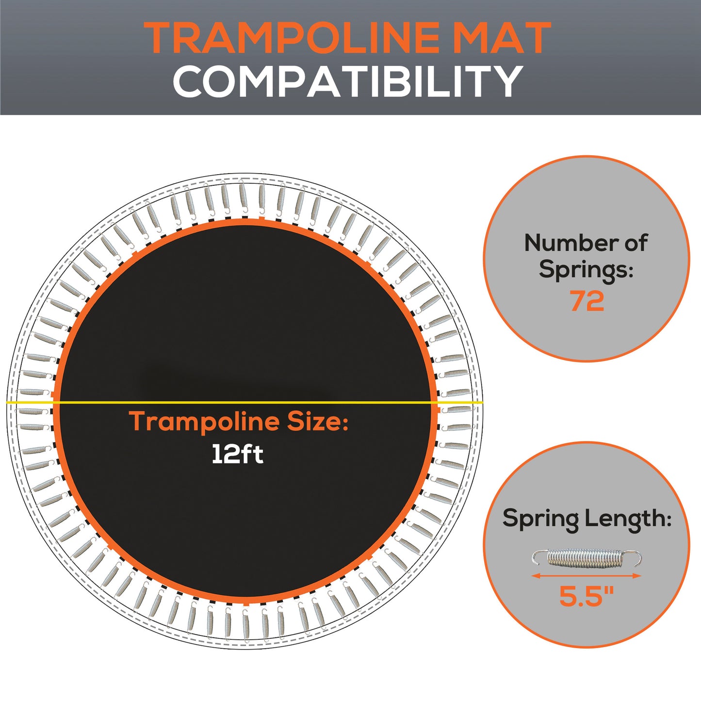 Replacement Trampoline Mat with Spring Pull Tool, 72 V-Hooks