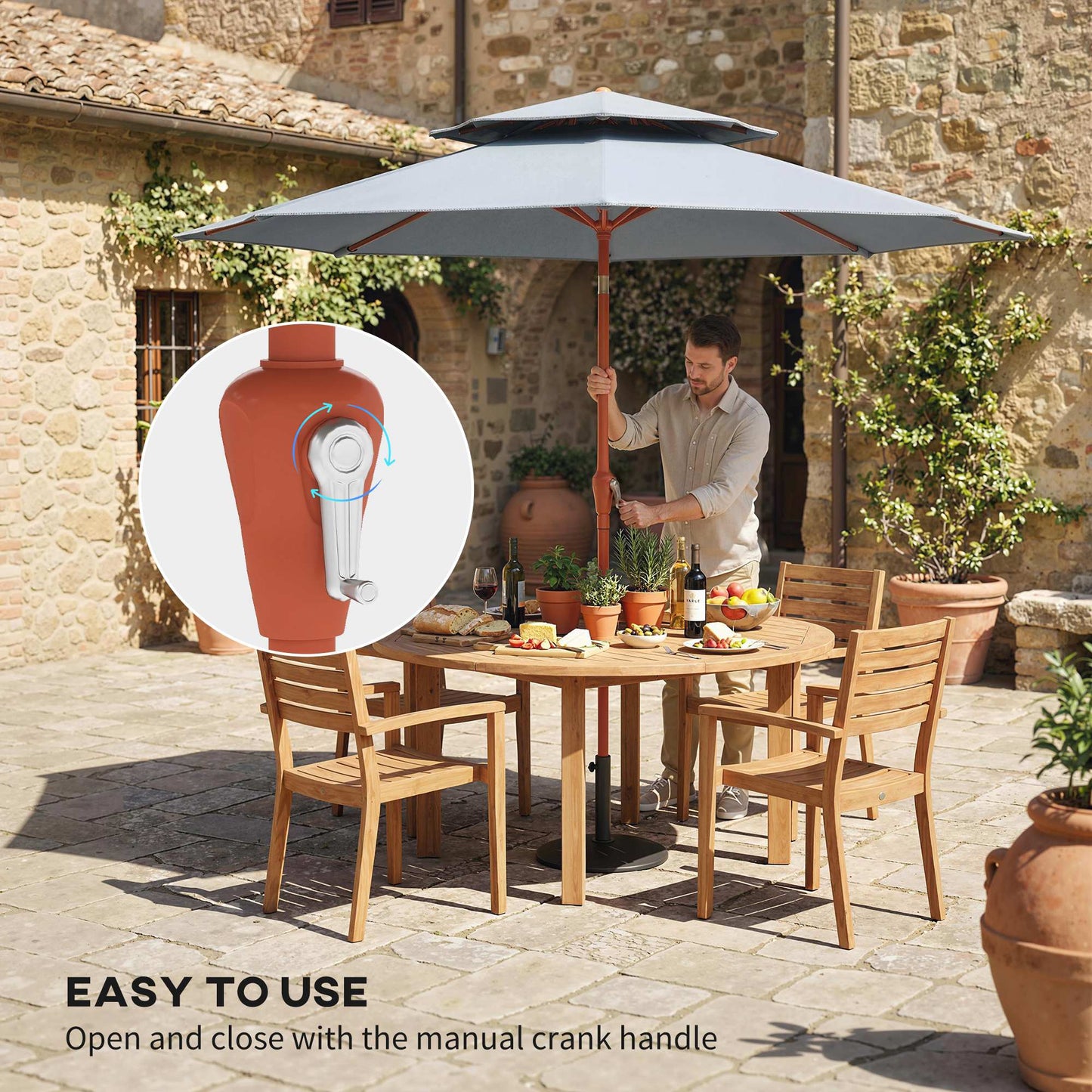 2.7 m Garden Parasol with Double Top Outdoor Market Table Umbrella