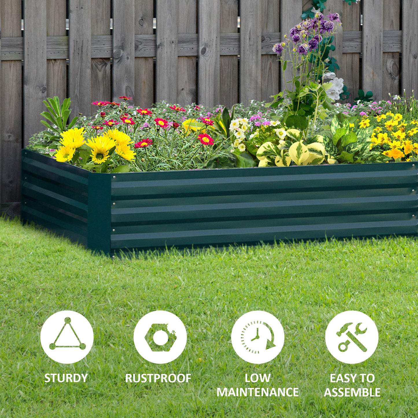 Metal Raised Garden Bed Planter Box Outdoor Planters