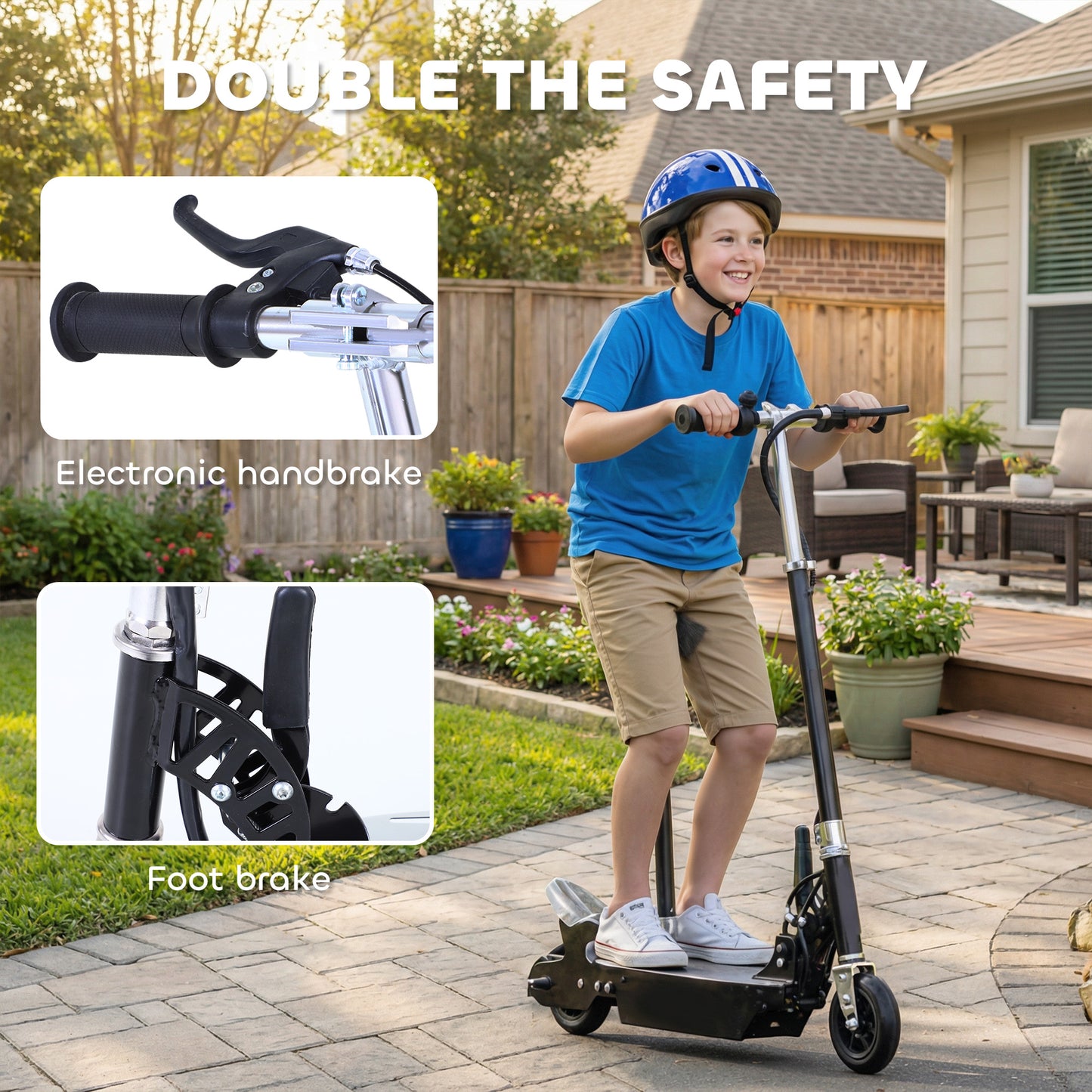 Foldable Powered Scooter with Adjustable Seat, Brake