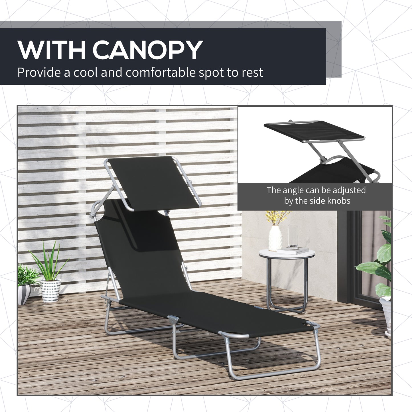 2 Pieces Outdoor Foldable Sun Lounger