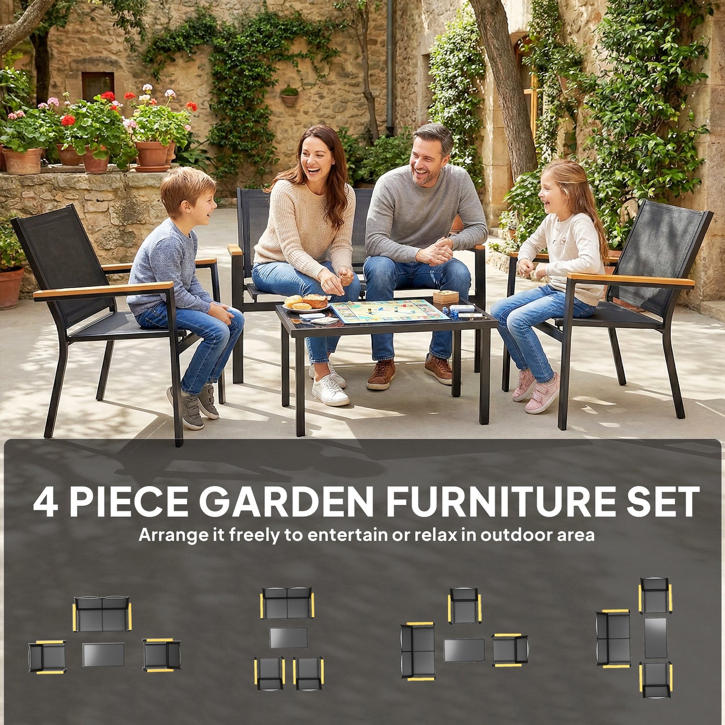 Outdoor Sofa 4 Seater Garden Sofa Set with Loveseat 2 Chairs