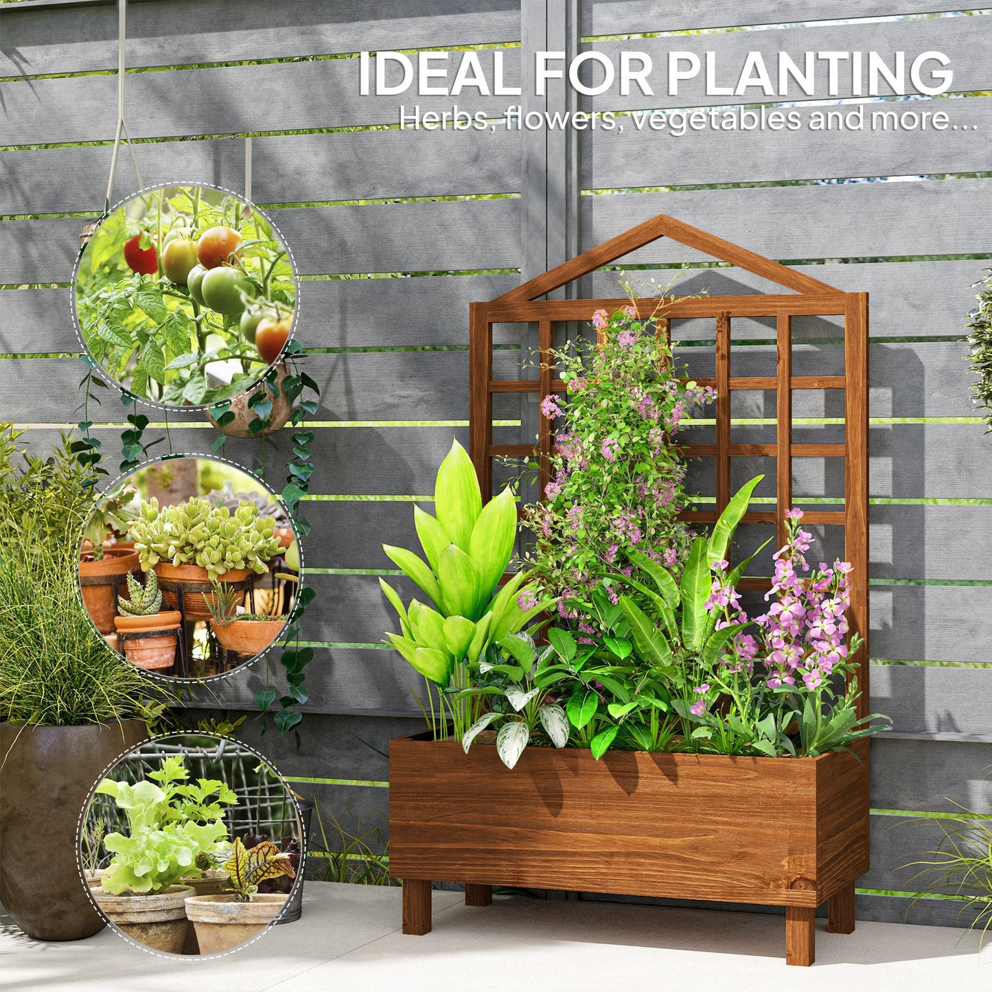 Garden Planters with Trellis for Vine Climbing (2)