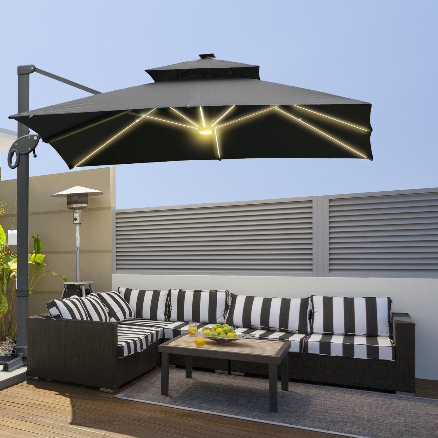 3 x 3(m) Aluminum Sun Square Canopy Top w/ Adjustable Pole Angle