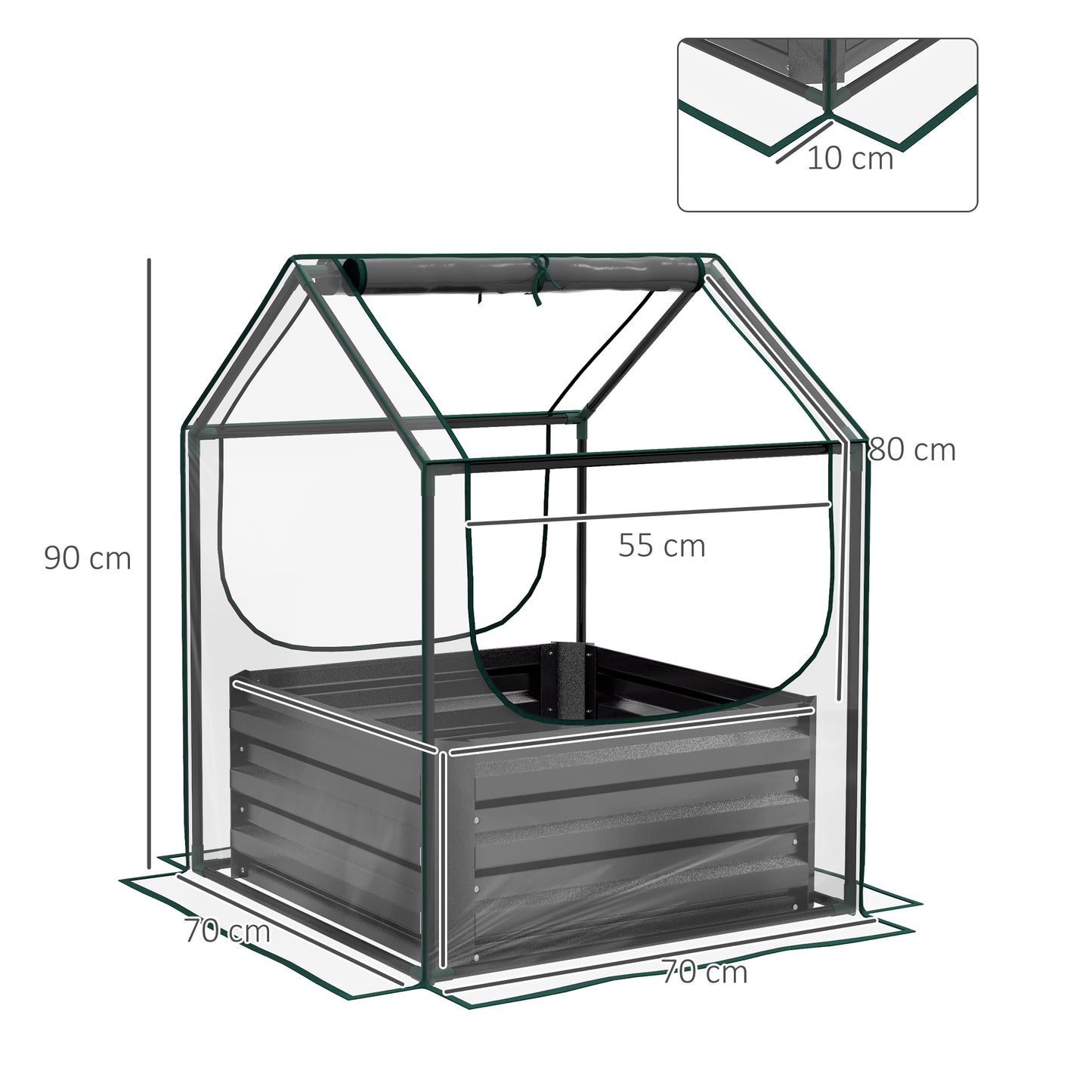 61 x 61cm Garden Planter Bed, with Cover