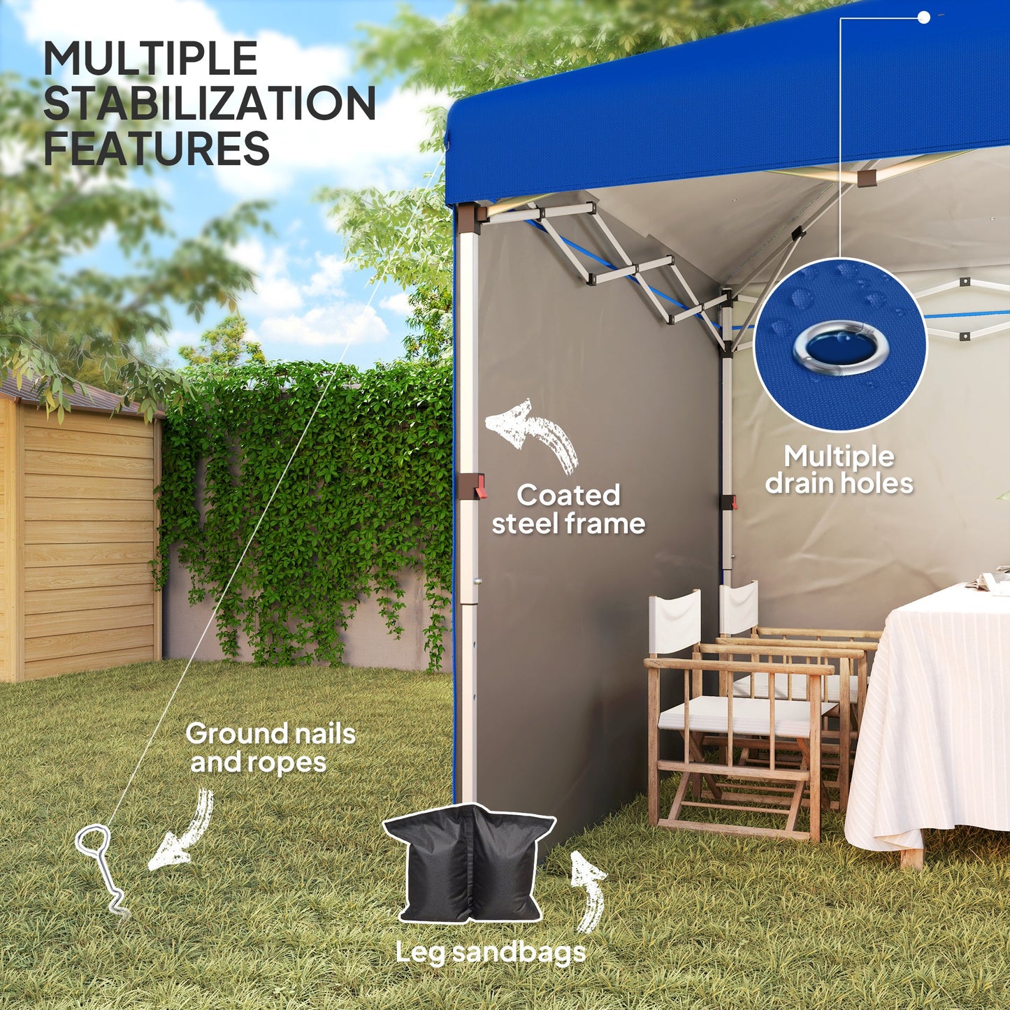 3 x 3 (M) Pop Up Gazebo, UPF 30+ with 2 Sidewalls