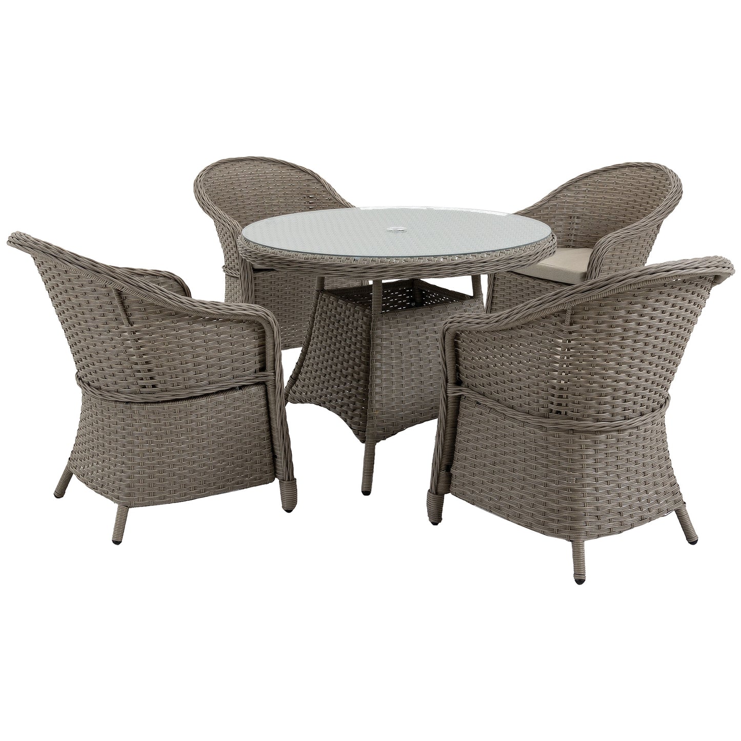 4 Seater Rattan Garden Furniture Set with Cushions