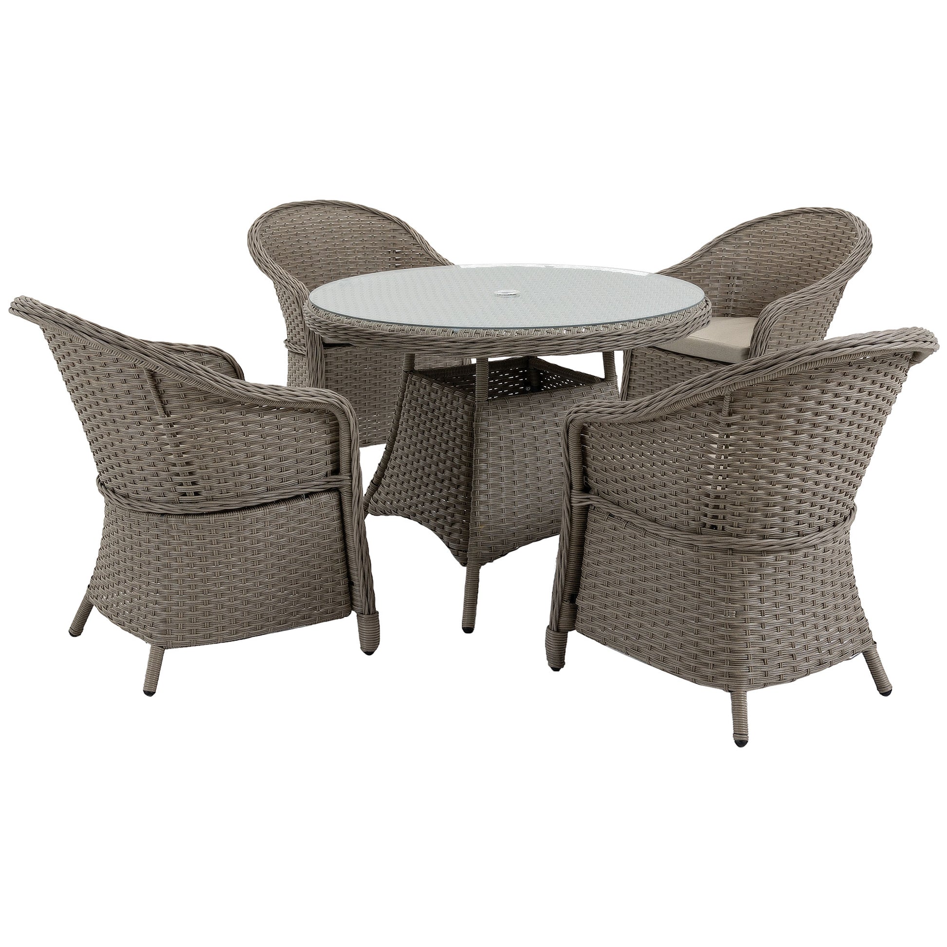 4 Seater Rattan Garden Furniture Set with Cushions