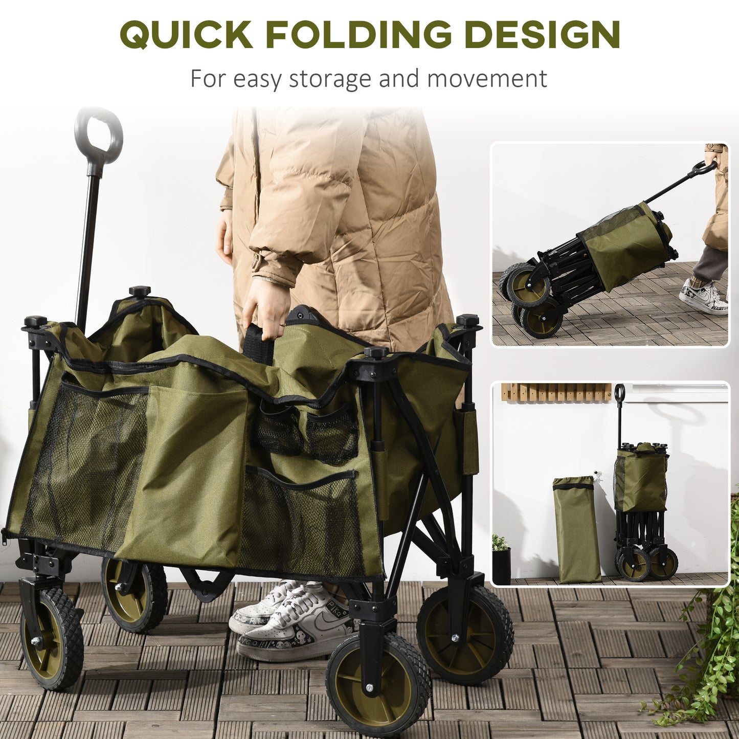 Folding Garden Trolley, Cargo Trailer on Wheels
