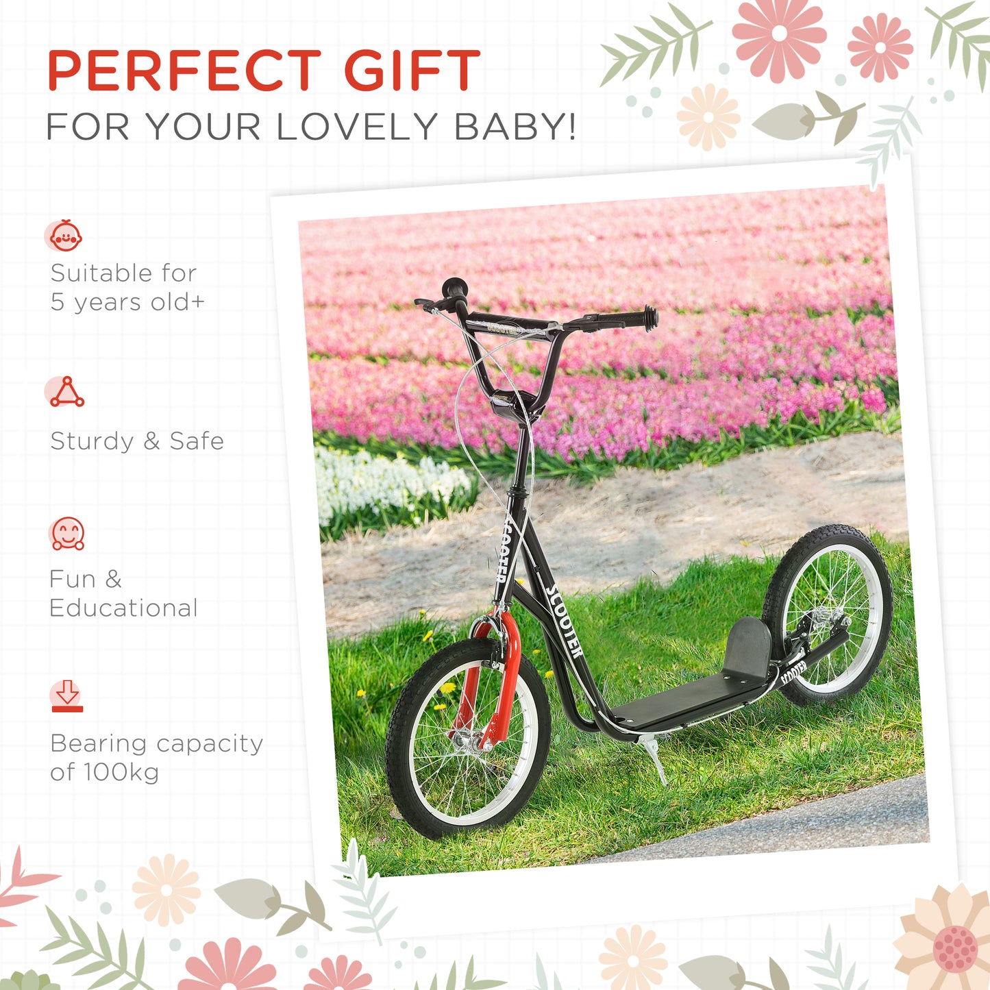 Kick Scooters for Kids with Adjustable Height, Anti-Slip Deck