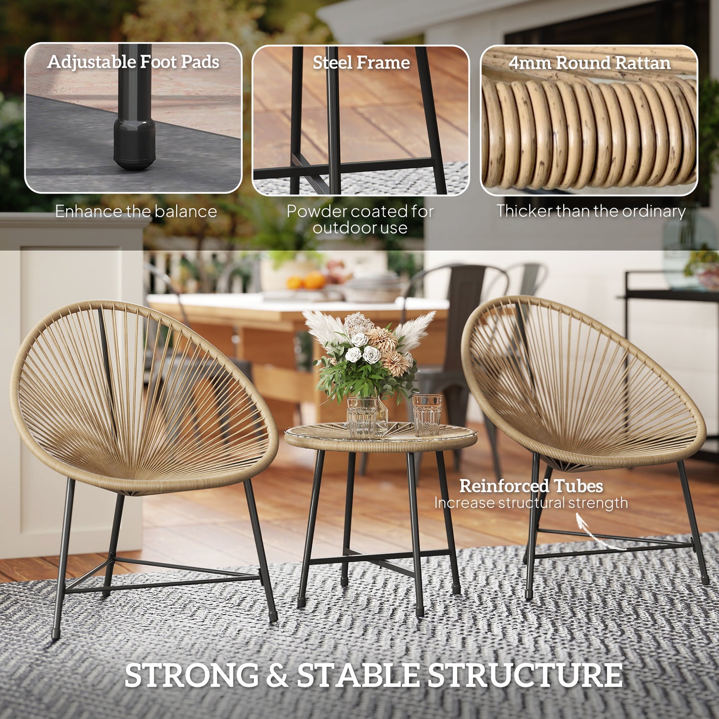 3 Pieces Rattan Bistro Set (6)