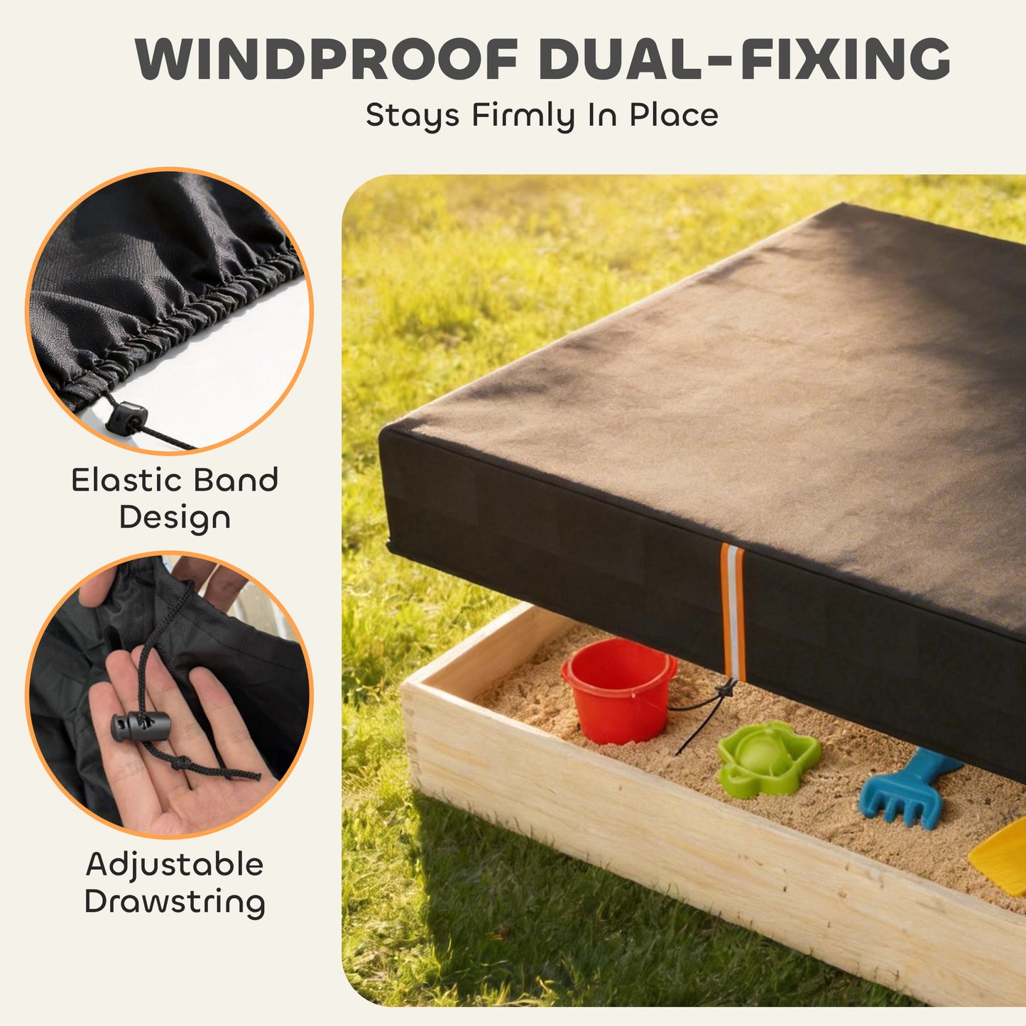 Sandbox Cover, Square Sandpit Cover Waterproof Dustproof UV