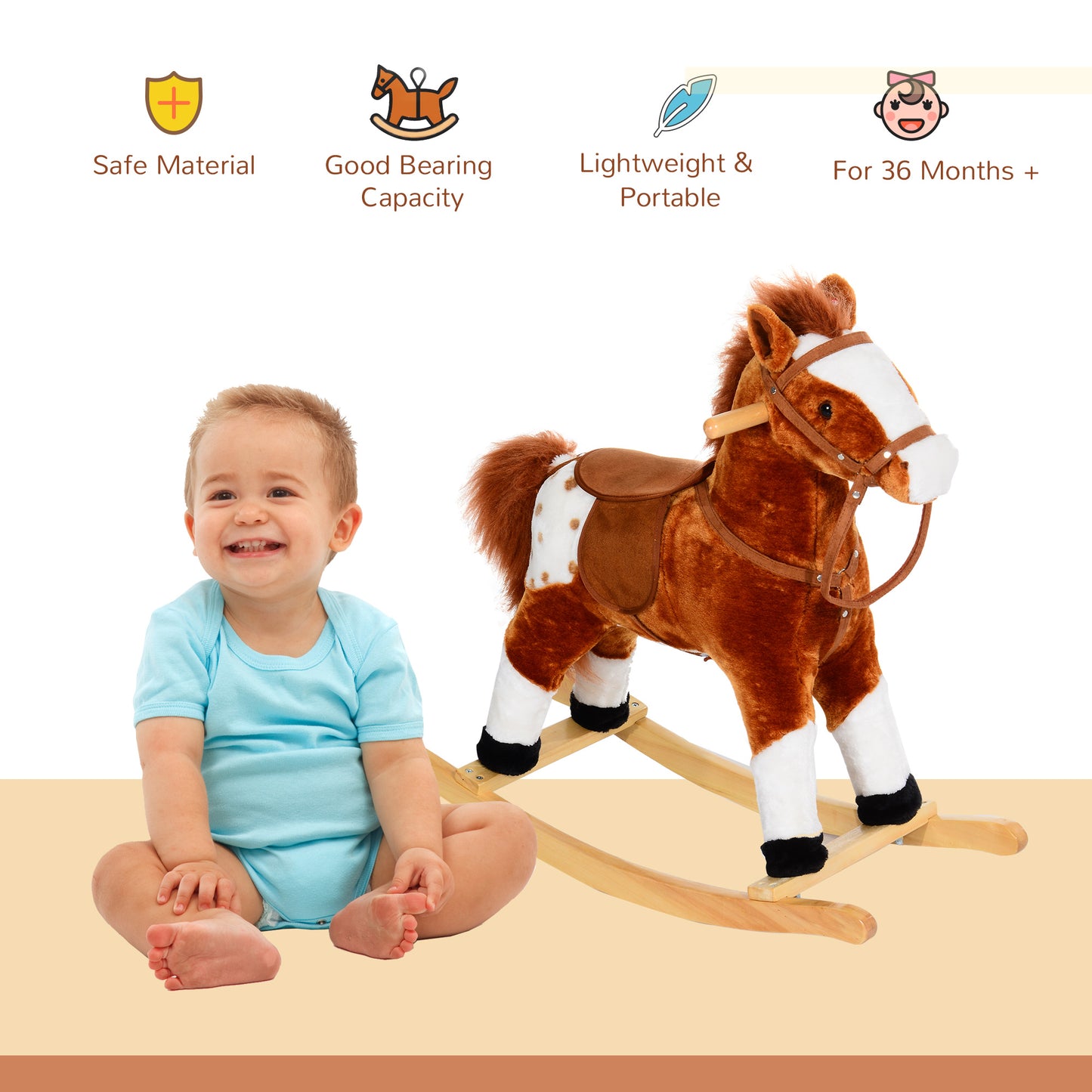Baby Rocking Horse Plush Ride on Animals Rocker