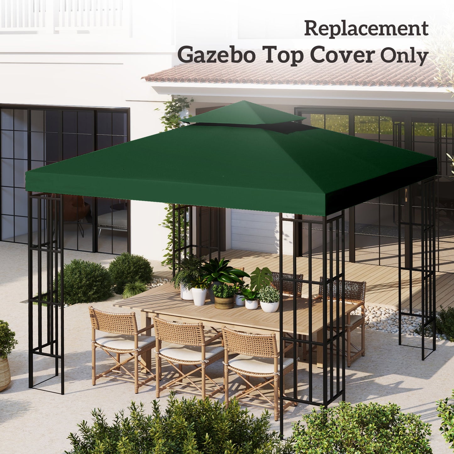 3(m) Gazebo Top Cover Double Tier Canopy Replacement Pavilion Roof (1)