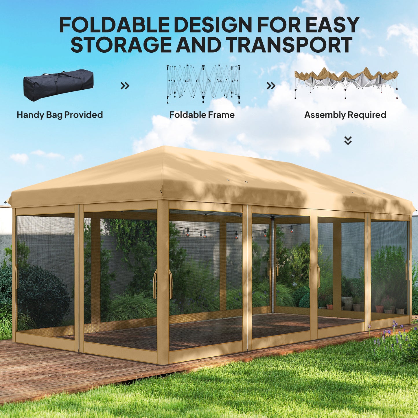 3 x 6m Pop Up Gazebo, Outdoor Canopy Shelter